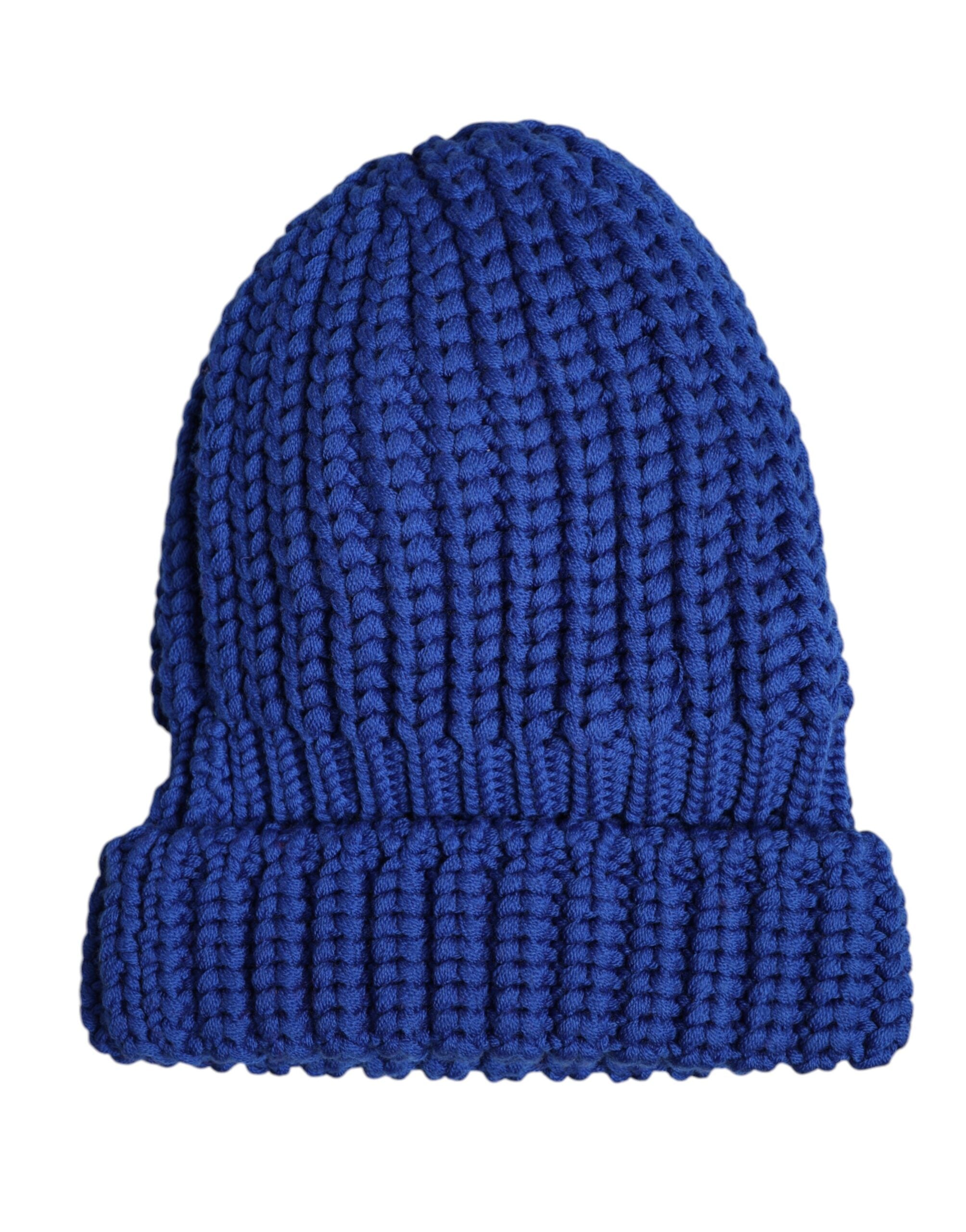 Dolce & Gabbana Blaue Wollstrickmütze für den Winter