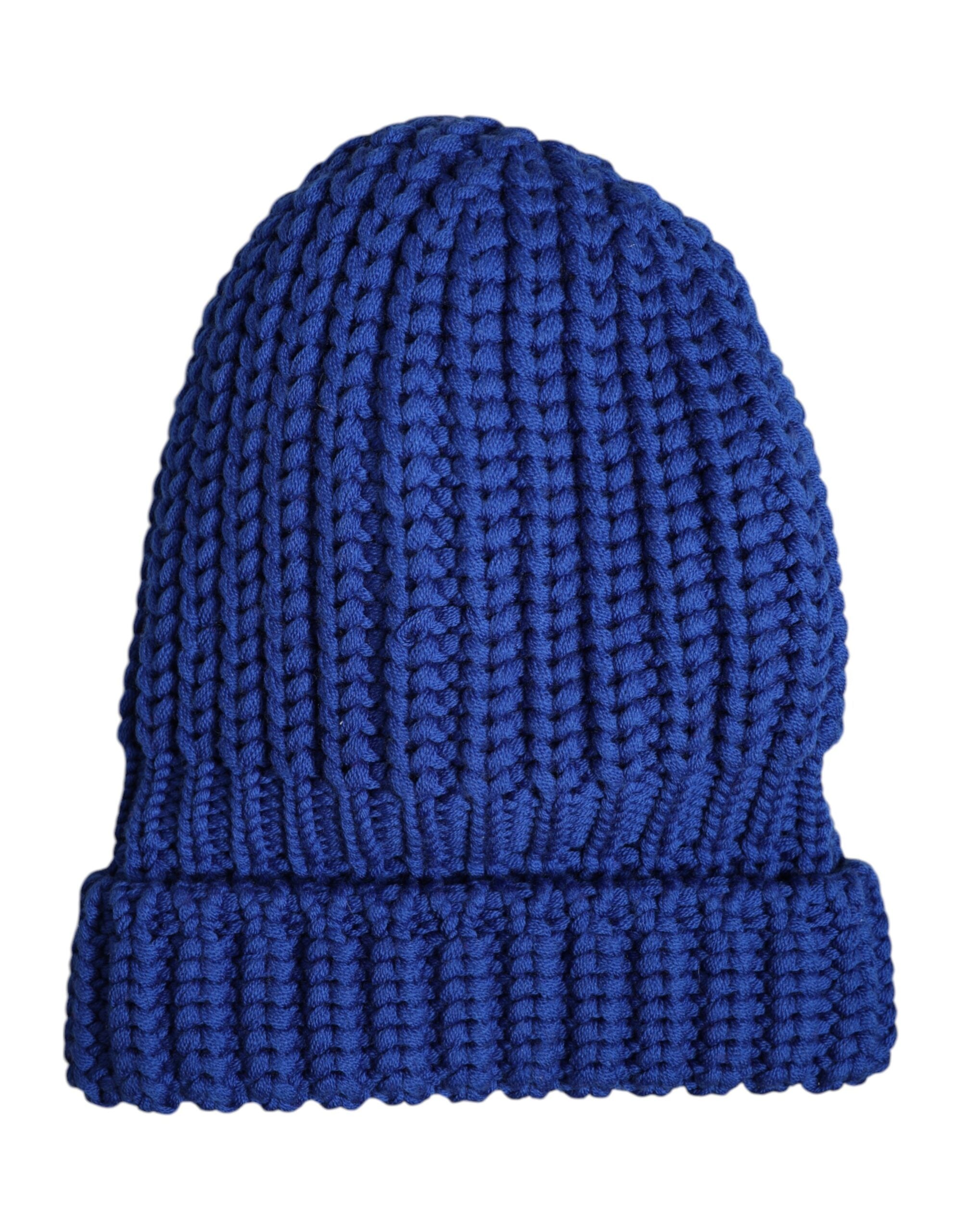 Dolce & Gabbana Blaue Wollstrickmütze für den Winter