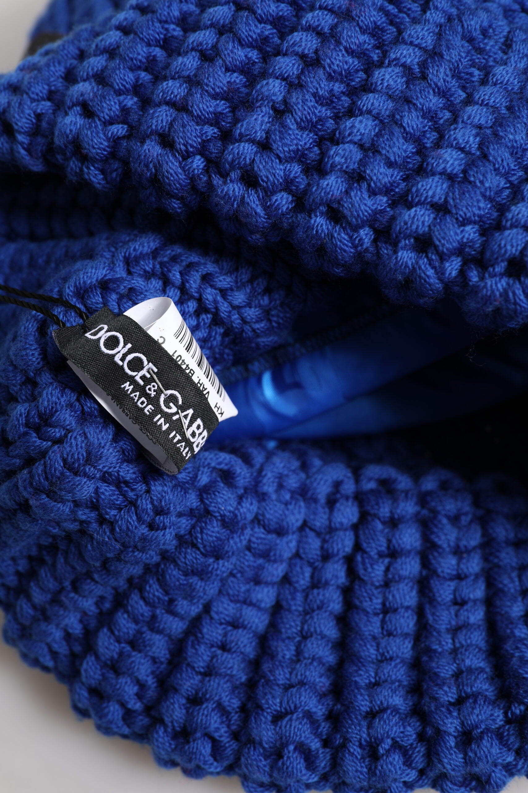 Dolce & Gabbana Blaue Wollstrickmütze für den Winter