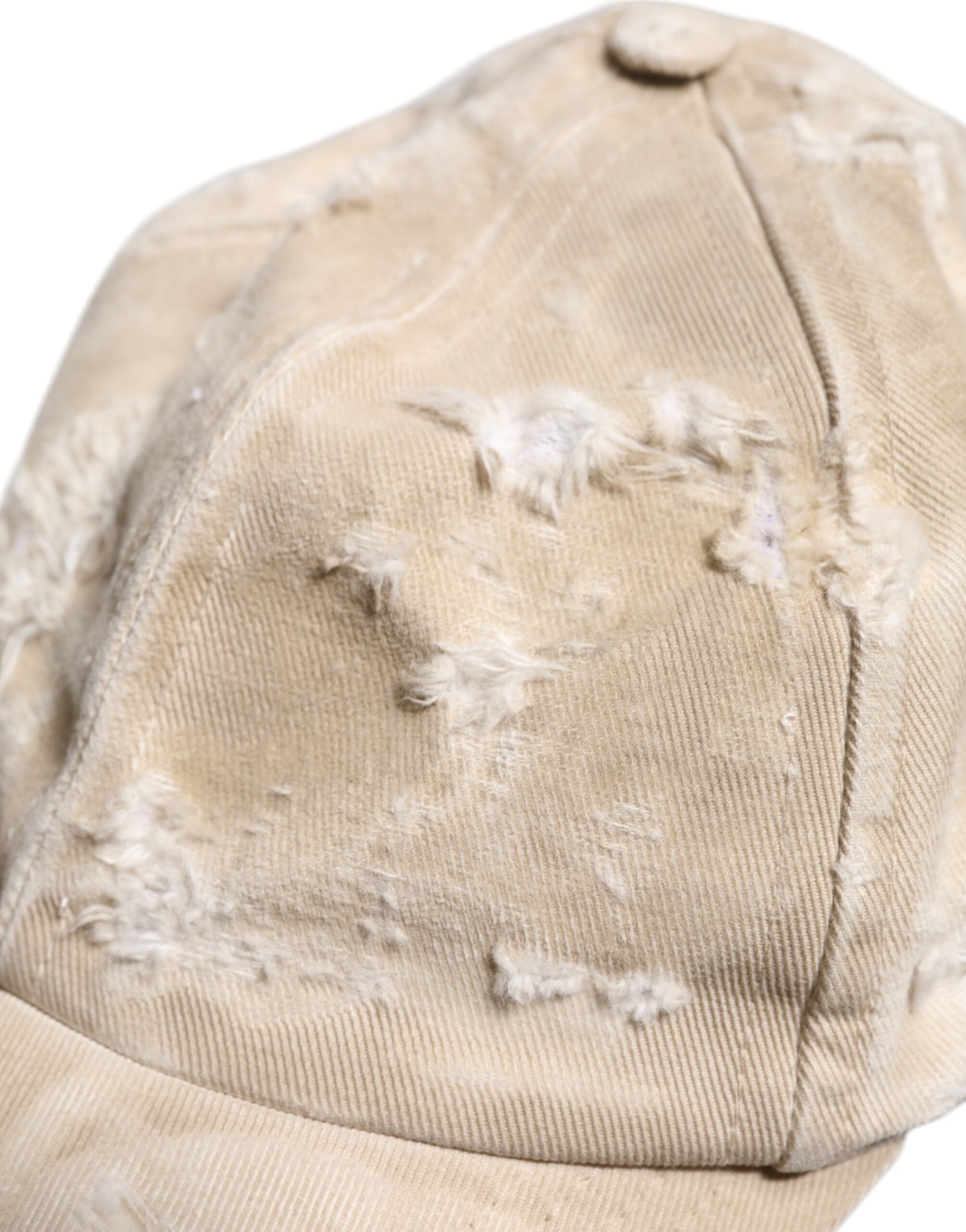 Dolce & Gabbana – Baseballkappe aus zerfetzter Baumwolle mit 6 Einsätzen in Beige