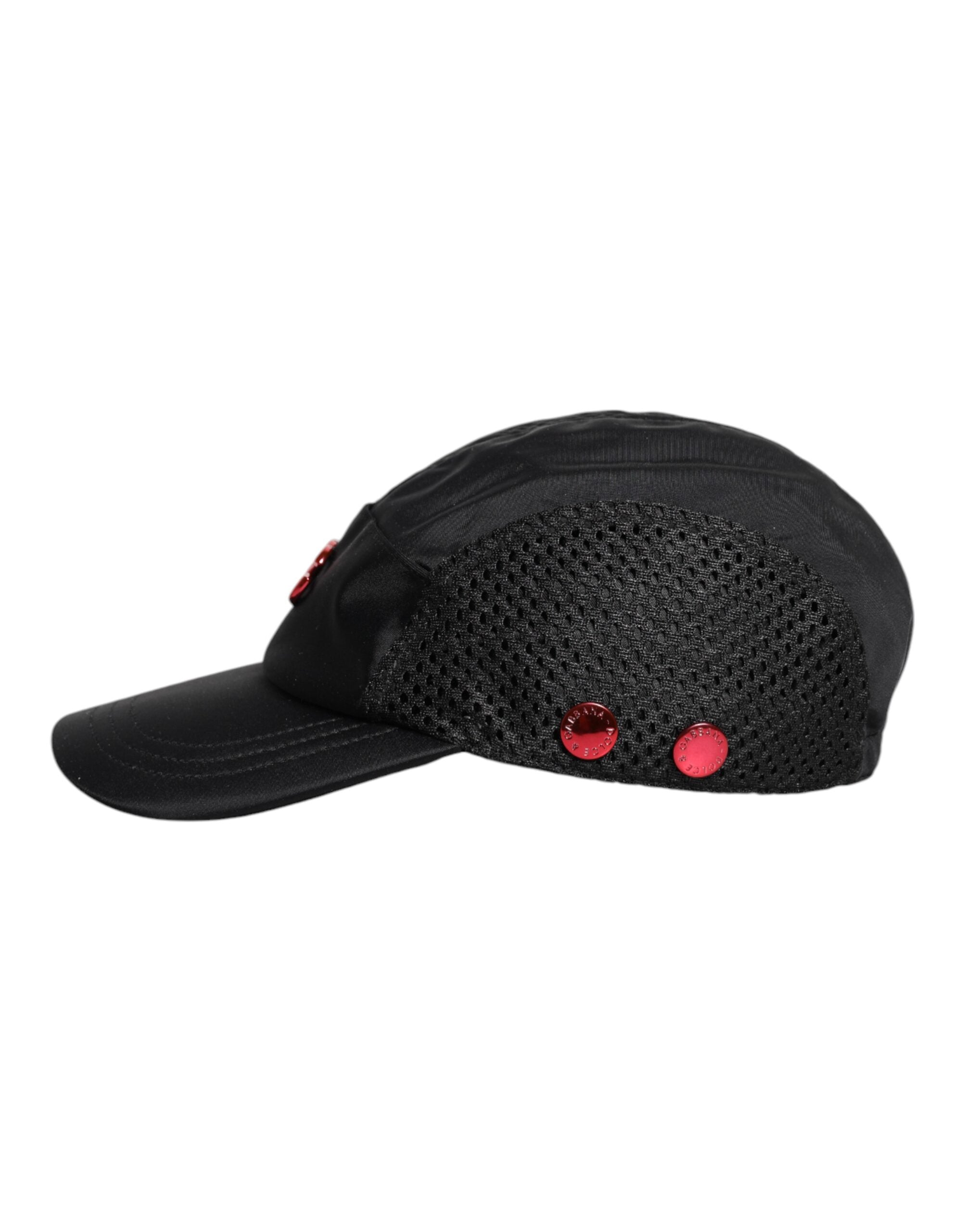 Dolce & Gabbana – Schwarze Baseballkappe aus Nylon mit 6 Einsätzen und Logo