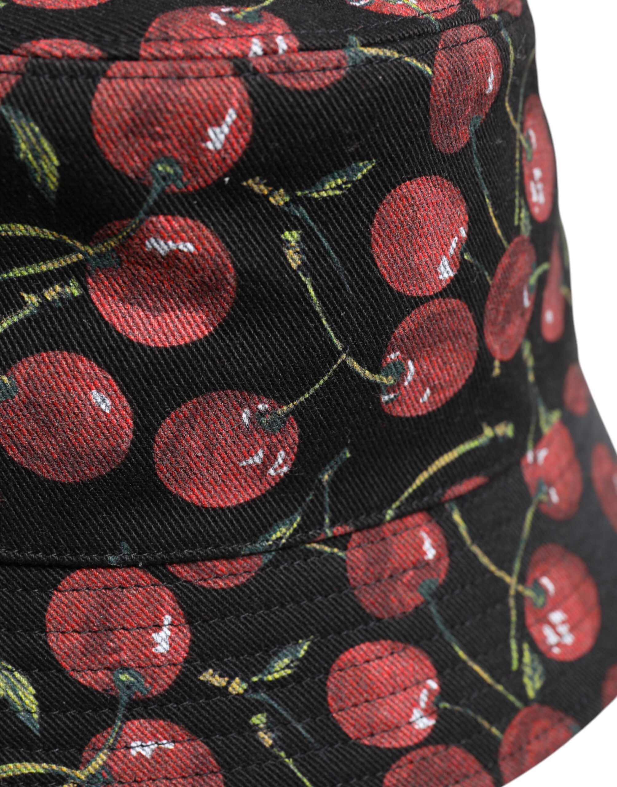 Dolce & Gabbana – Schwarzer Fischerhut aus bedruckter Baumwolle mit breiter Krempe