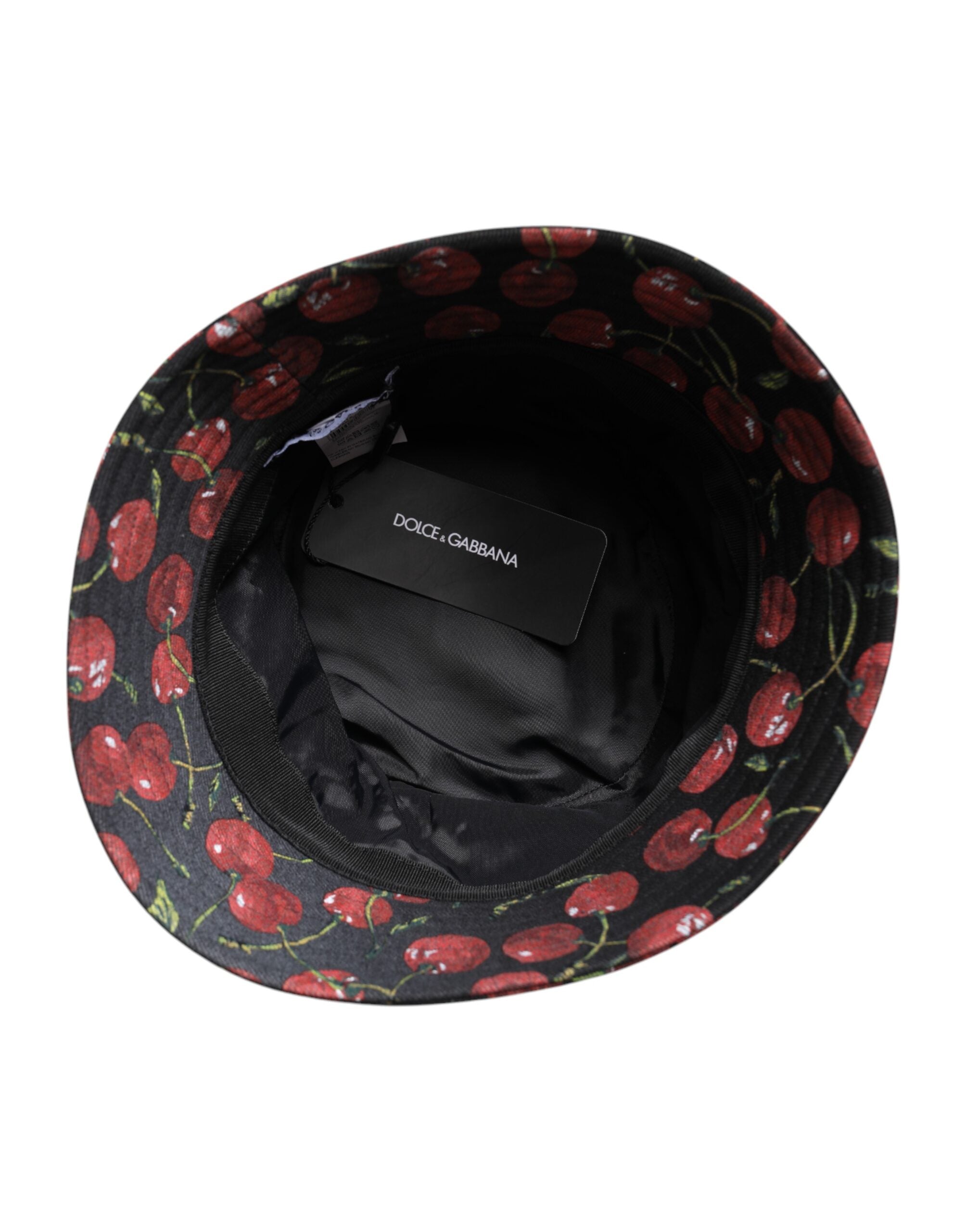 Dolce & Gabbana – Schwarzer Fischerhut aus bedruckter Baumwolle mit breiter Krempe