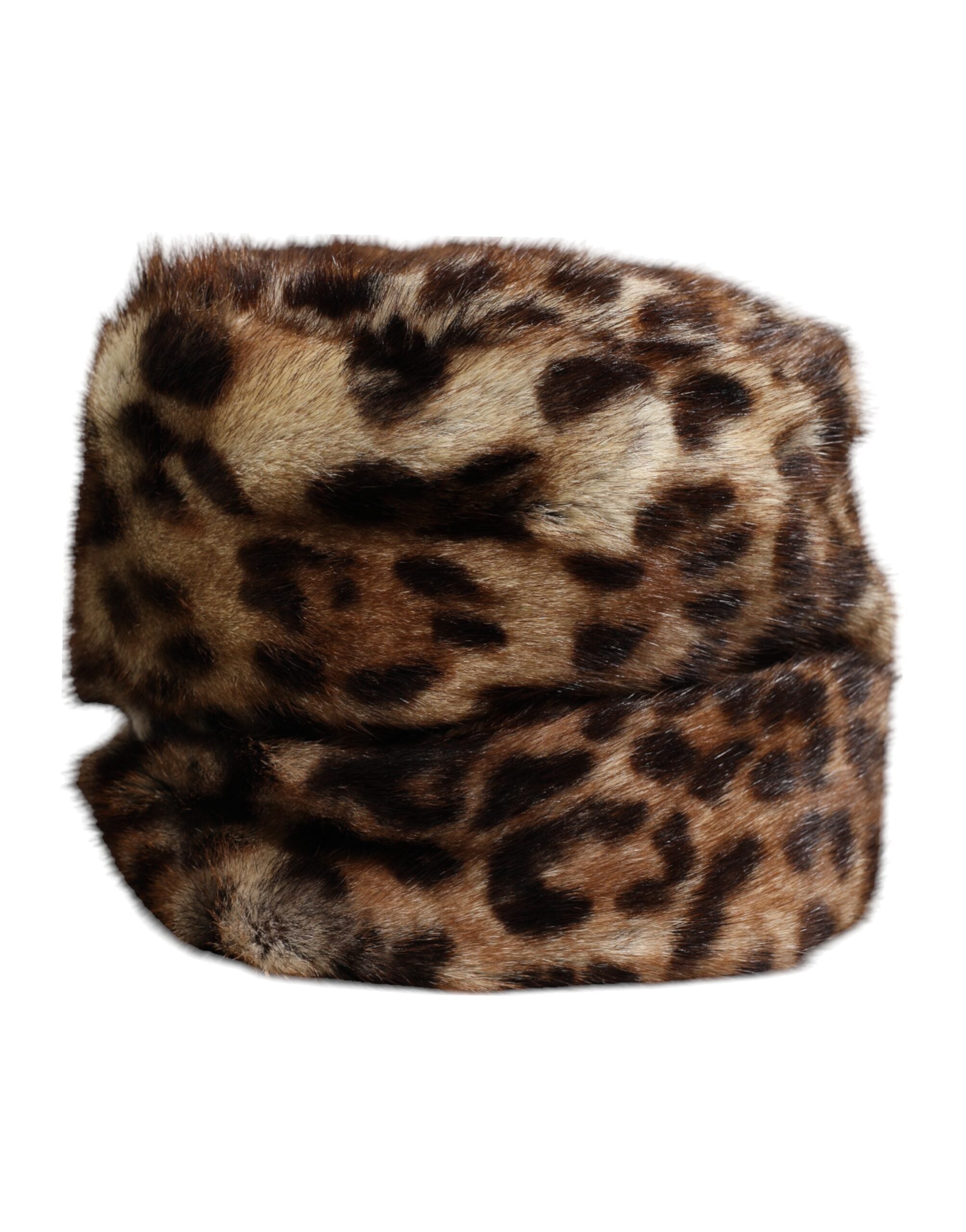 Pălărie Dolce & Gabbana din blană artificială cu leopard maro pentru femei
