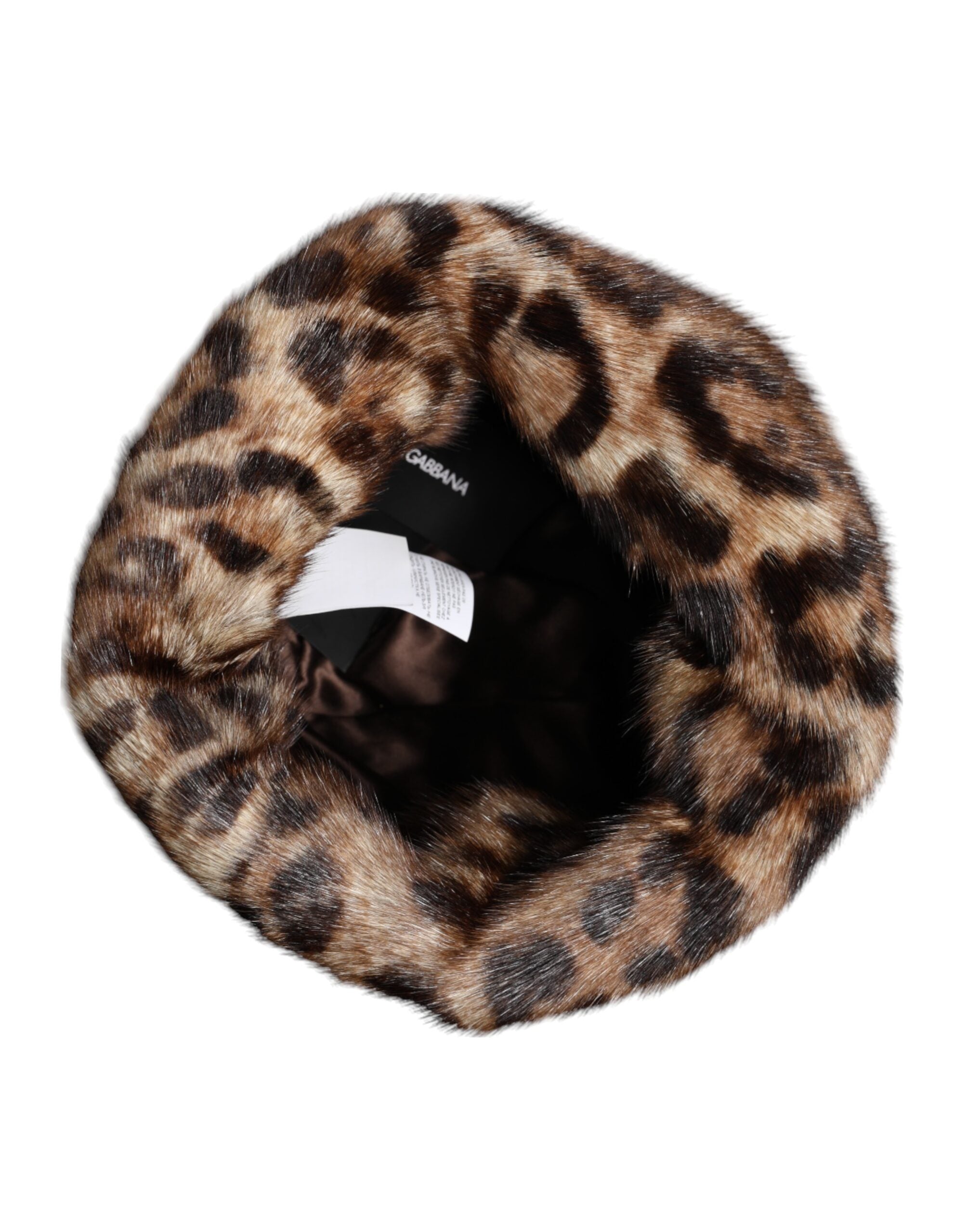 Pălărie Dolce & Gabbana din blană artificială cu leopard maro pentru femei