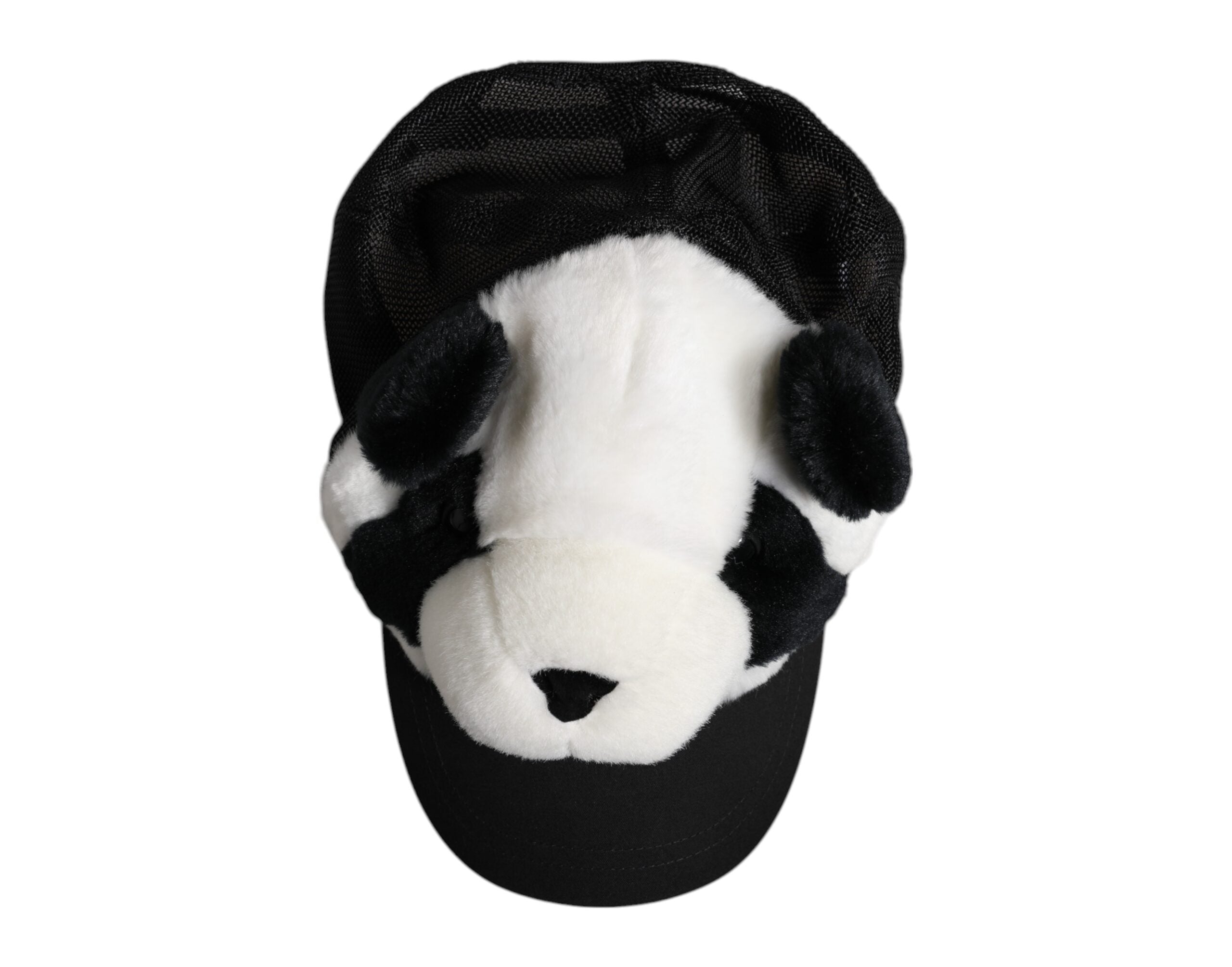 Șapcă de baseball Dolce & Gabbana cu blană de panda neagră și albă pentru femei