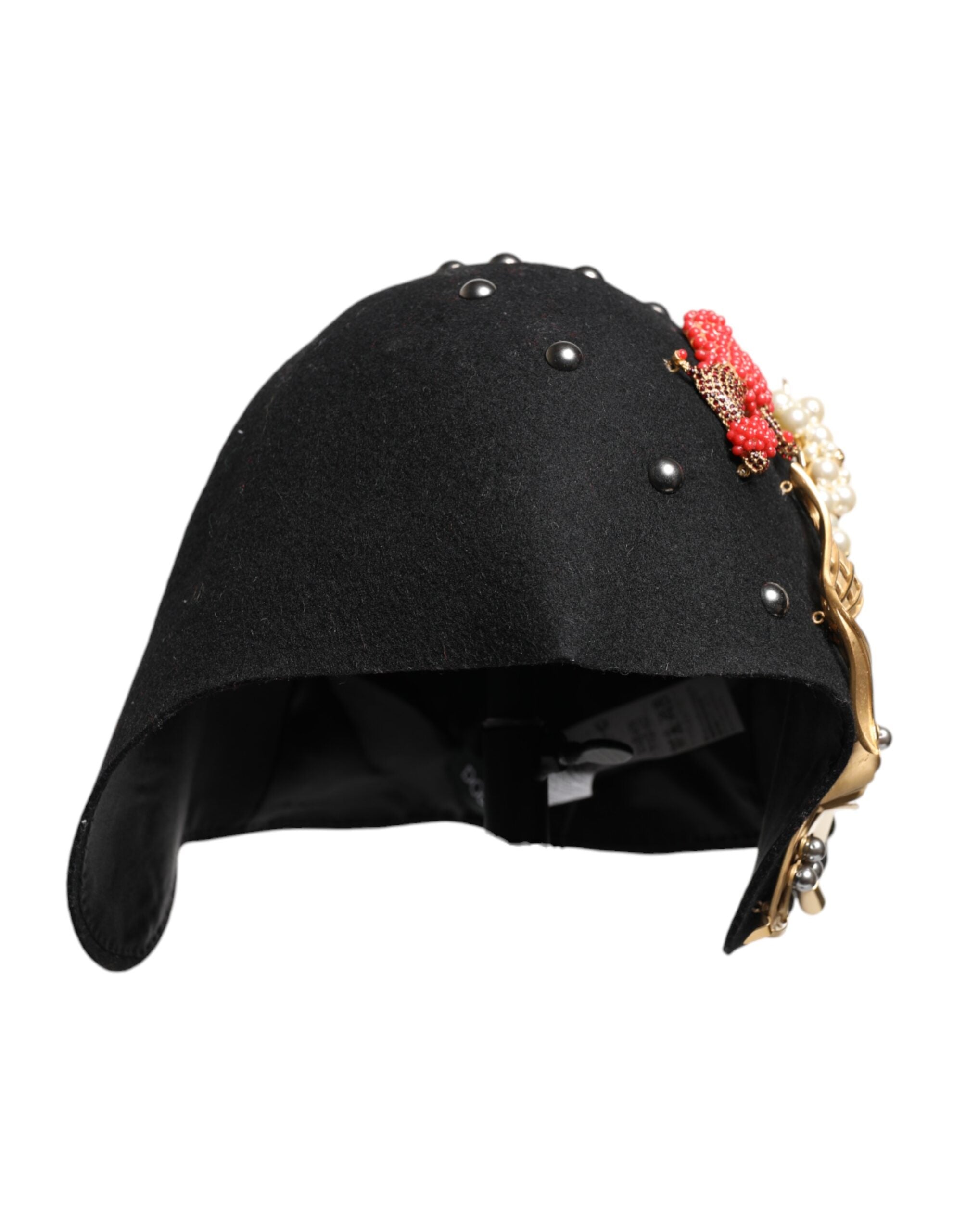 Pălărie Cloche Dolce & Gabbana din lână neagră cu ornament multicolor