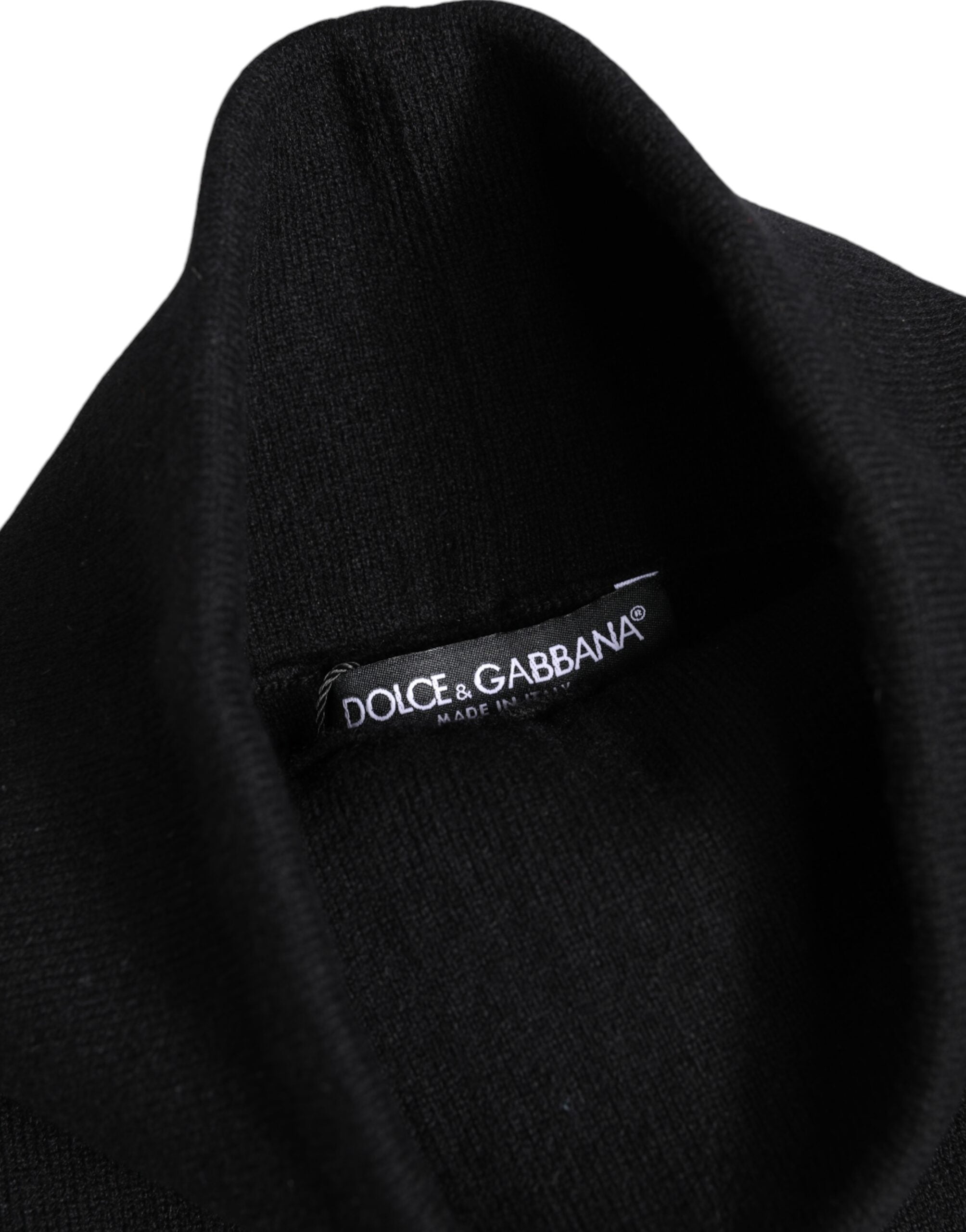 Eșarfă Dolce & Gabbana neagră din cașmir tricotat cu șal