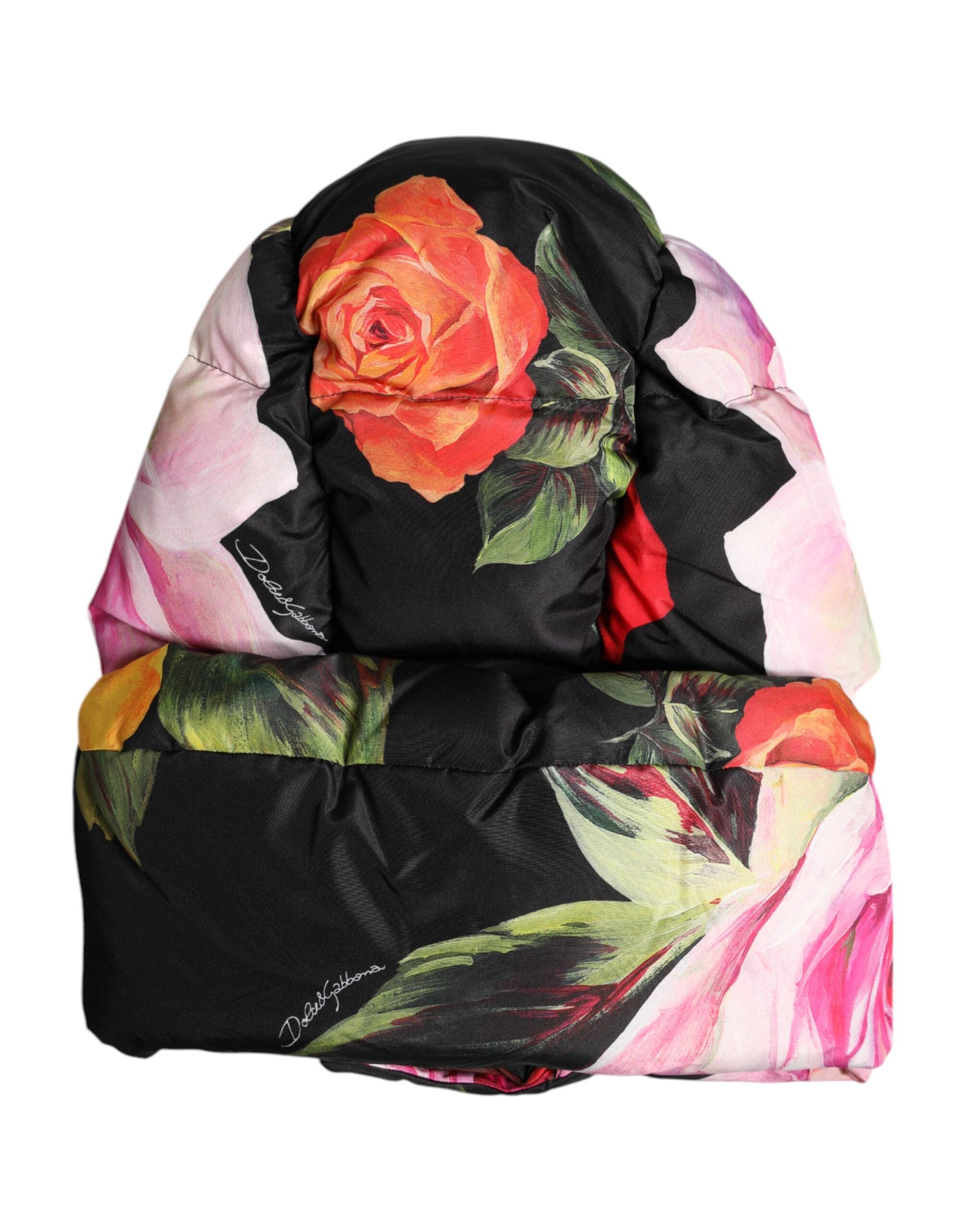 Pălărie Dolce & Gabbana neagră cu imprimeu floral pe tot capul