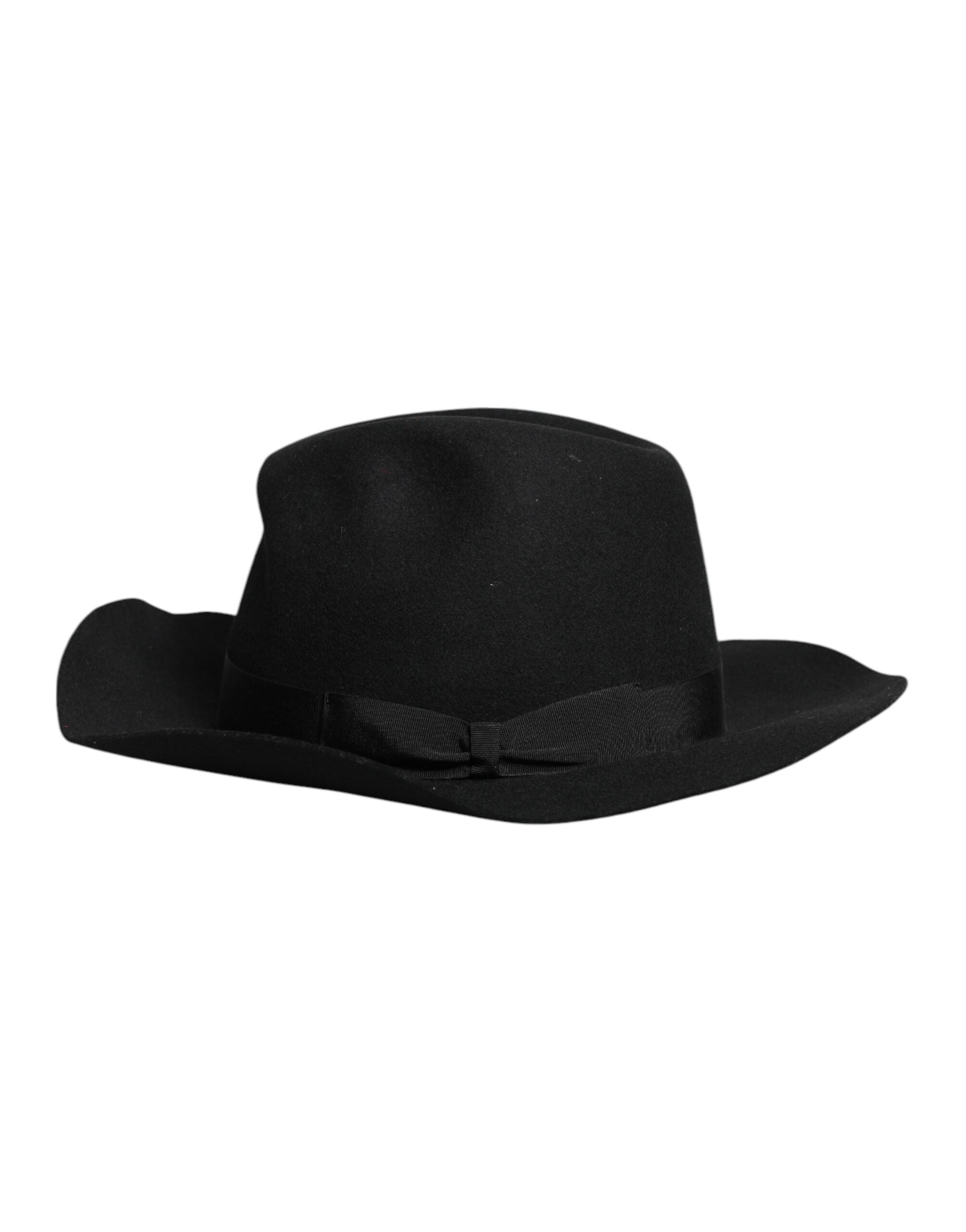 Pălărie Fedora Trilby Dolce & Gabbana neagră cu bor larg