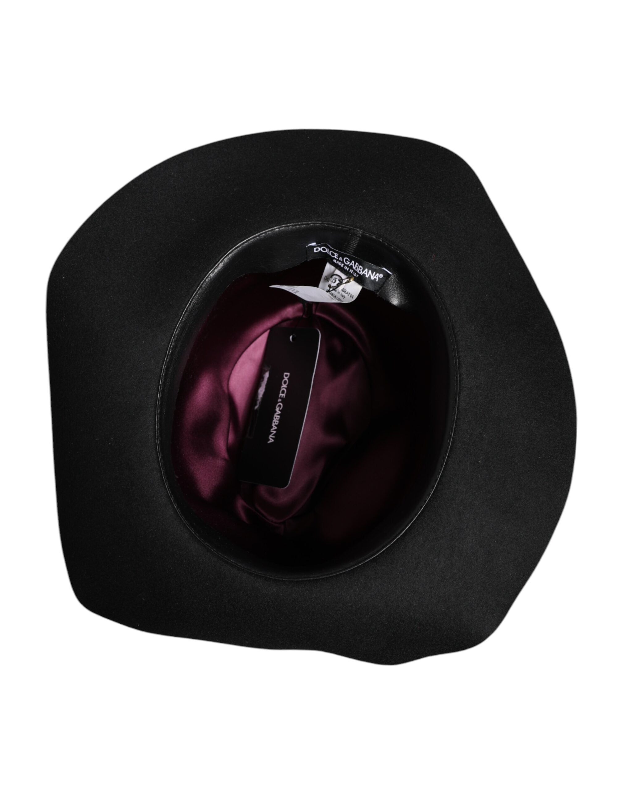 Pălărie Fedora Trilby Dolce & Gabbana neagră cu bor larg