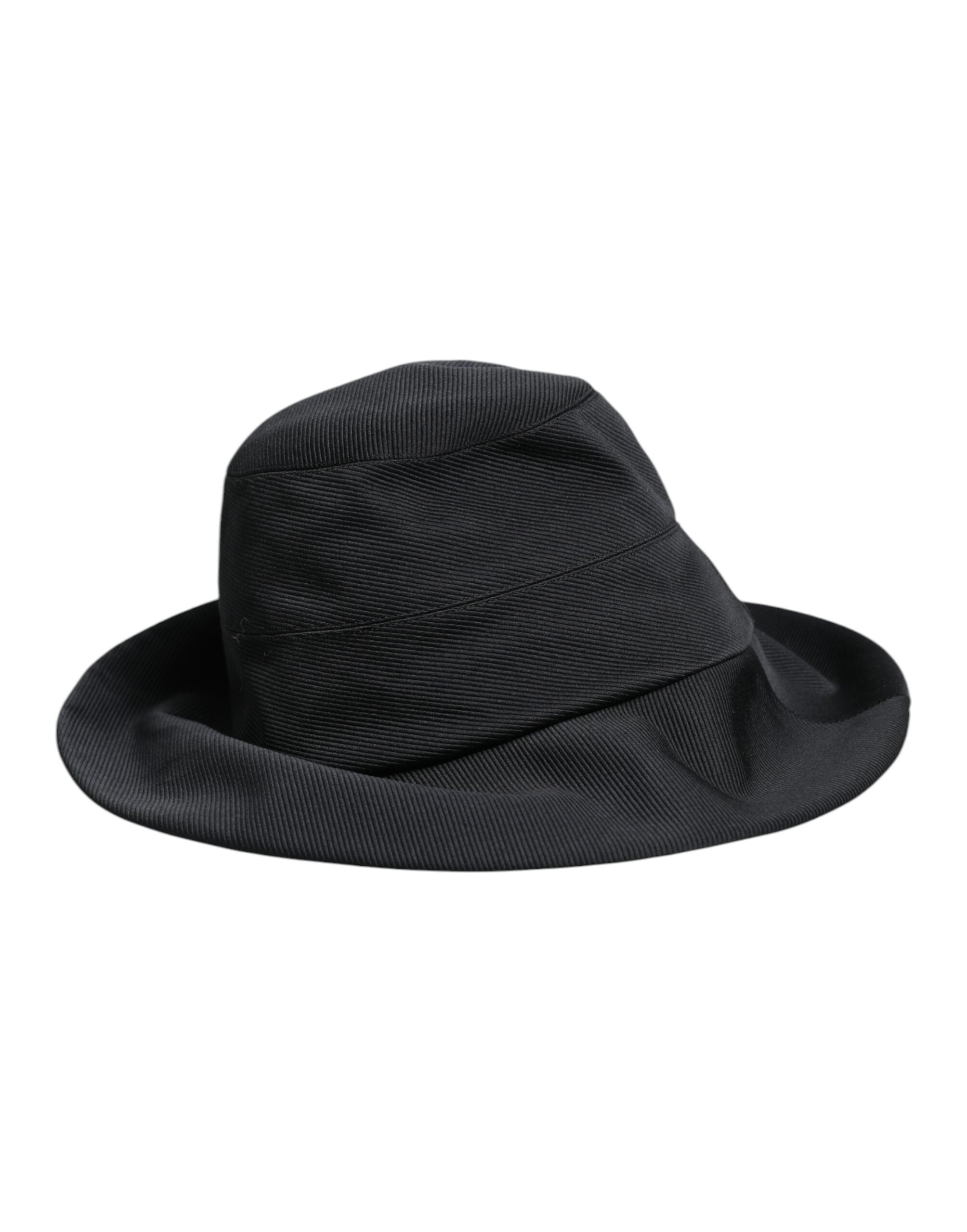 Pălărie Fedora Dolce & Gabbana neagră din bumbac cu bor larg