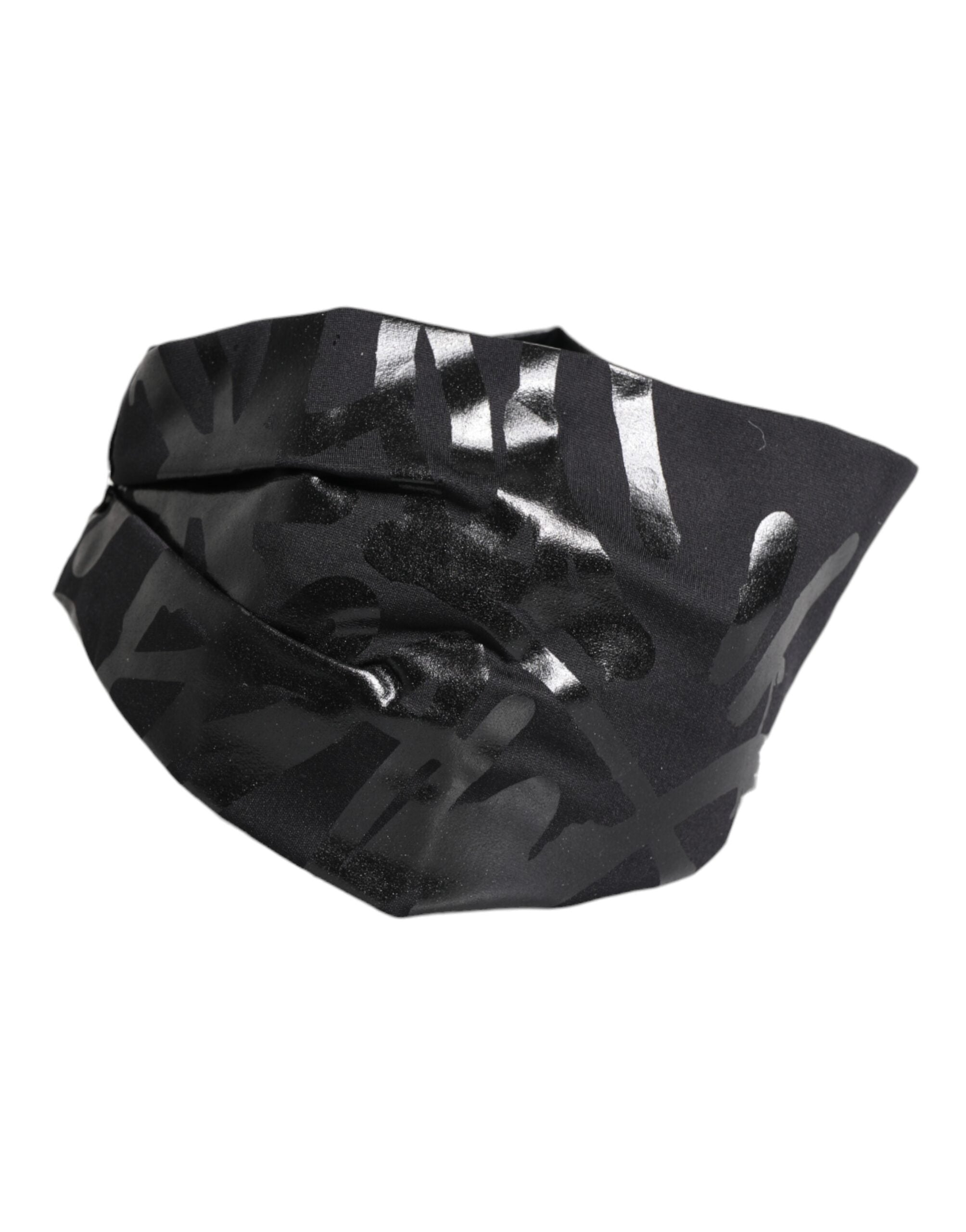 Pălărie Dolce & Gabbana neagră din nailon elastic cu bandă pentru cap cu logo DG