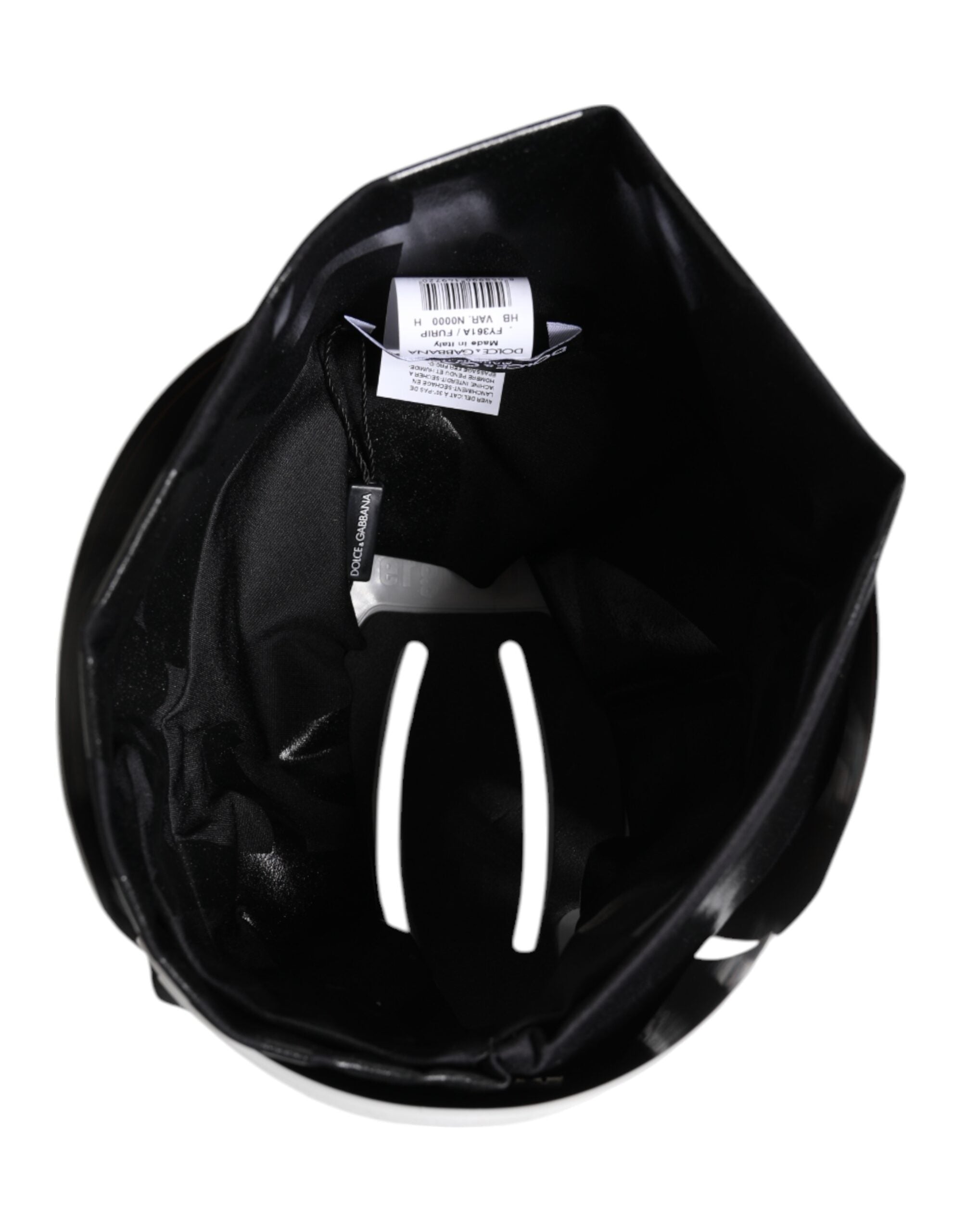Pălărie Dolce & Gabbana neagră din nailon elastic cu bandă pentru cap cu logo DG