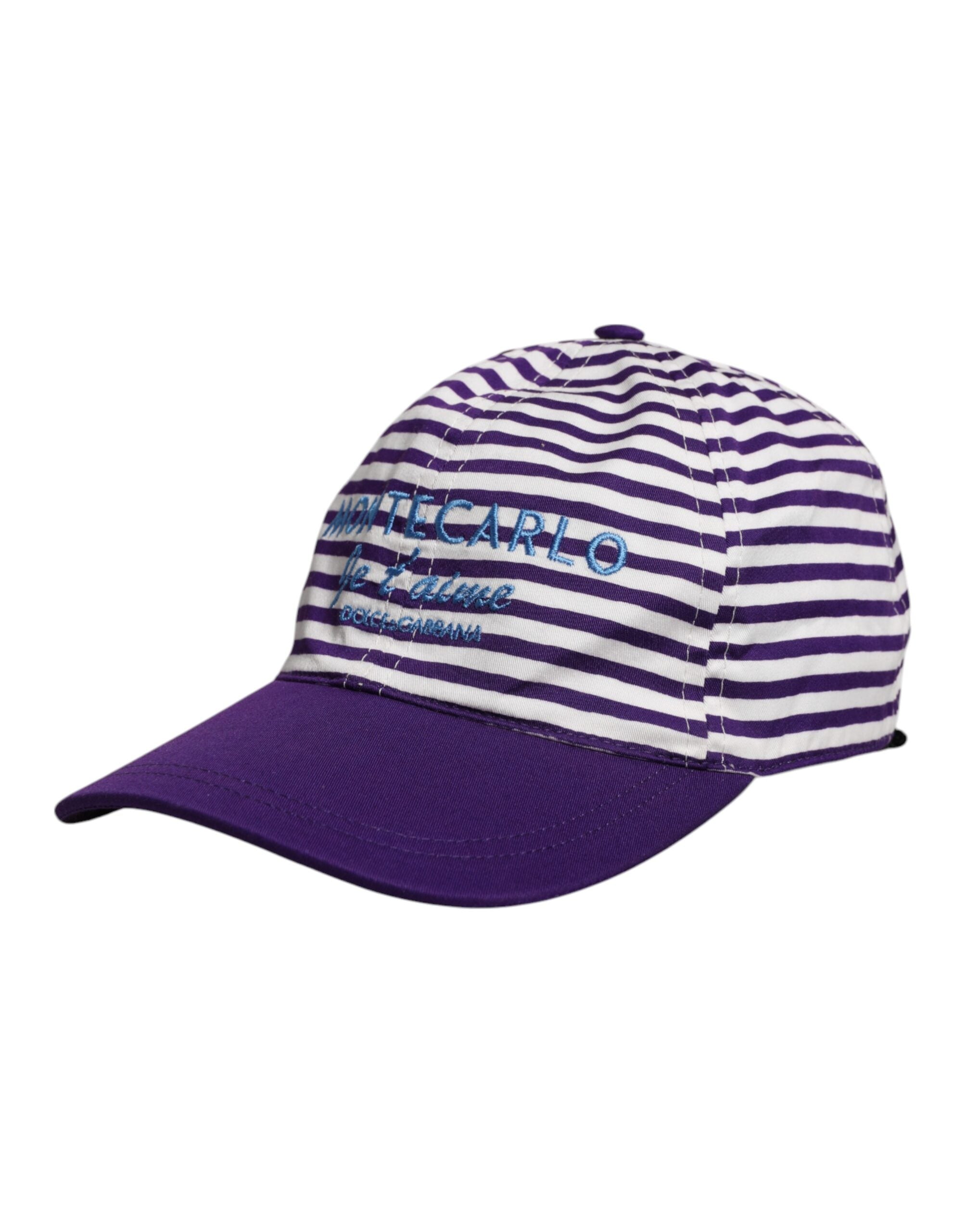 Șapcă de baseball Dolce & Gabbana din bumbac cu dungi albe și violet pentru femei