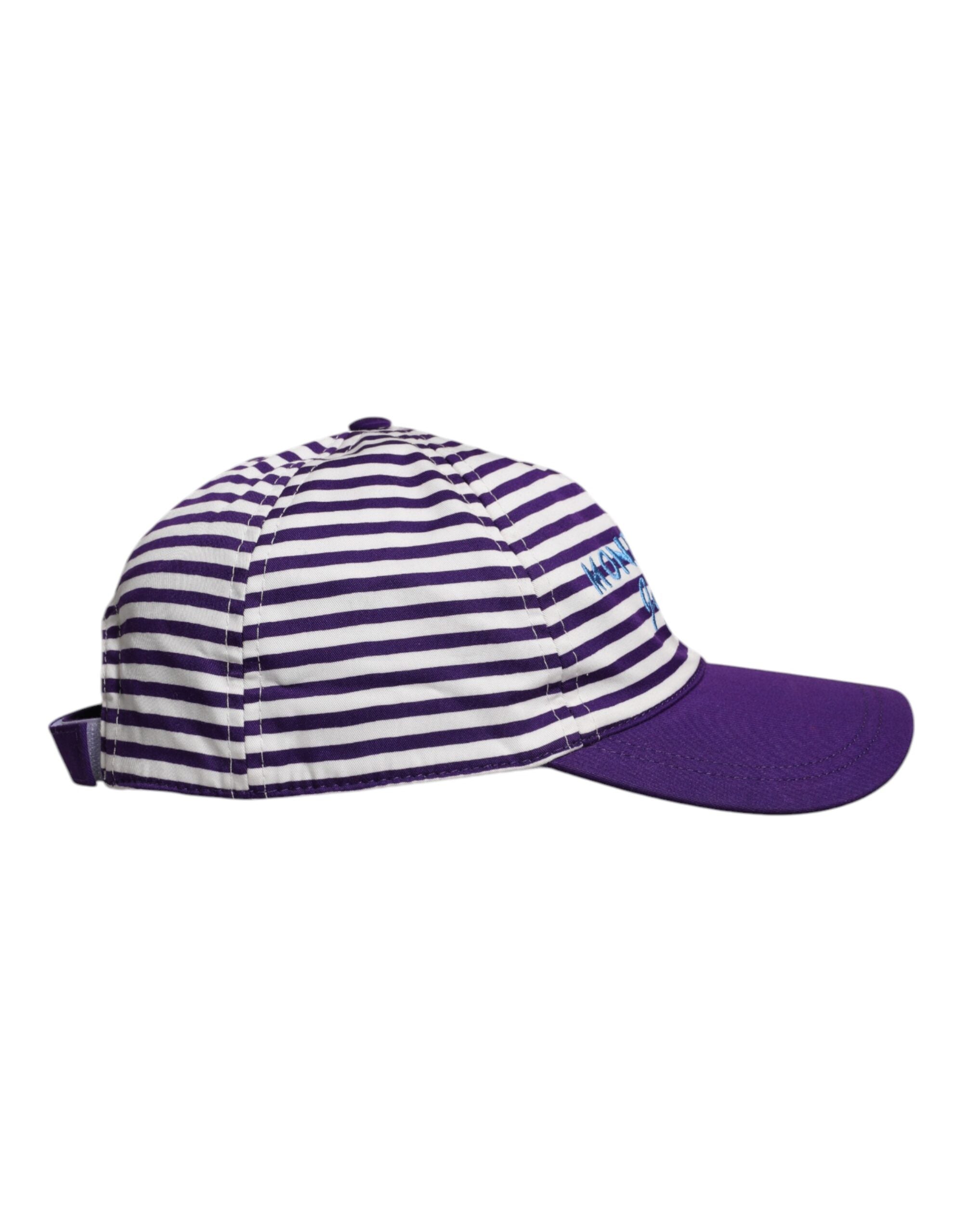 Șapcă de baseball Dolce & Gabbana din bumbac cu dungi albe și violet pentru femei