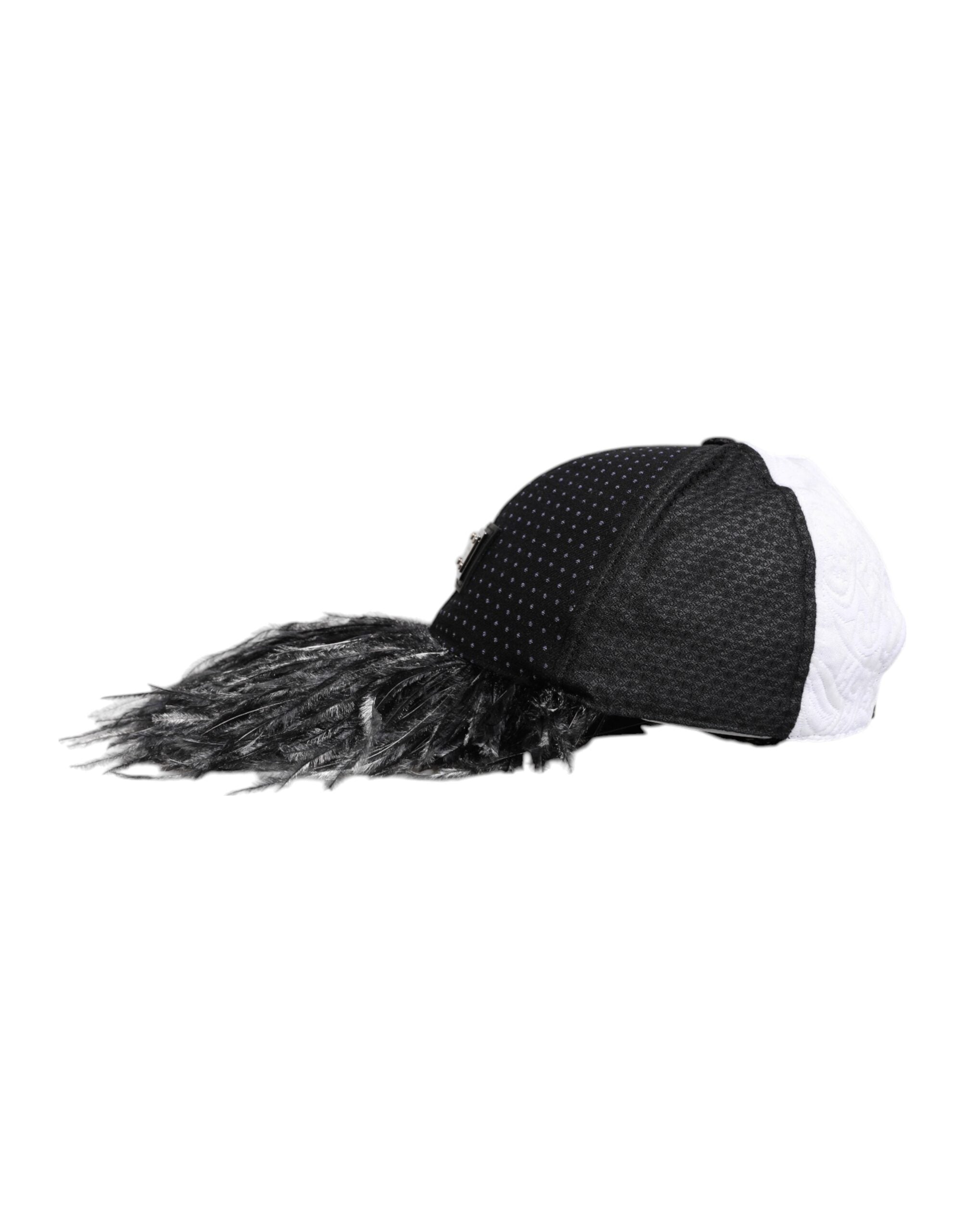 Șapcă de baseball Dolce & Gabbana albă și neagră cu buline și pene