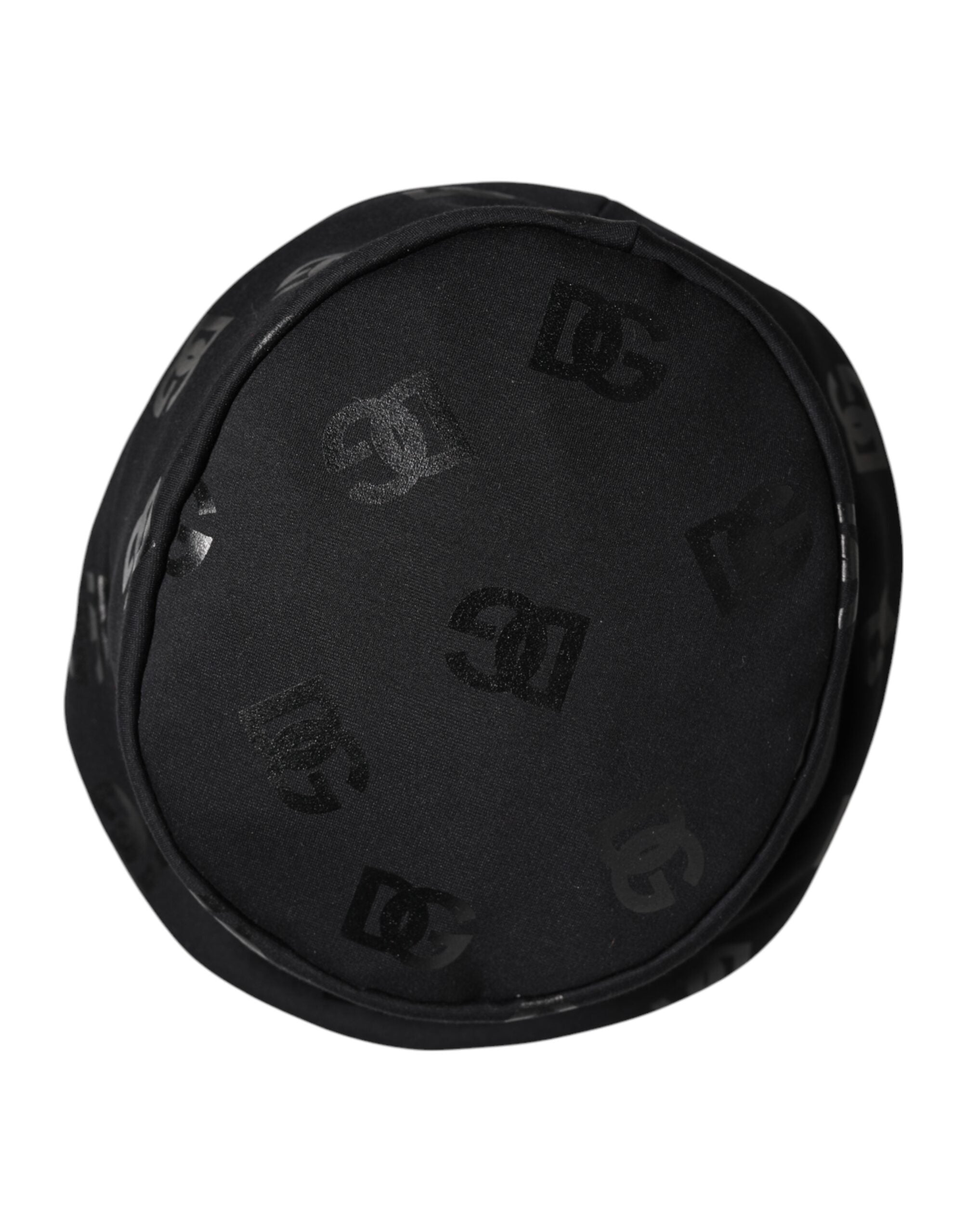 Pălărie Dolce & Gabbana neagră cu monogramă DG din poliester jacquard