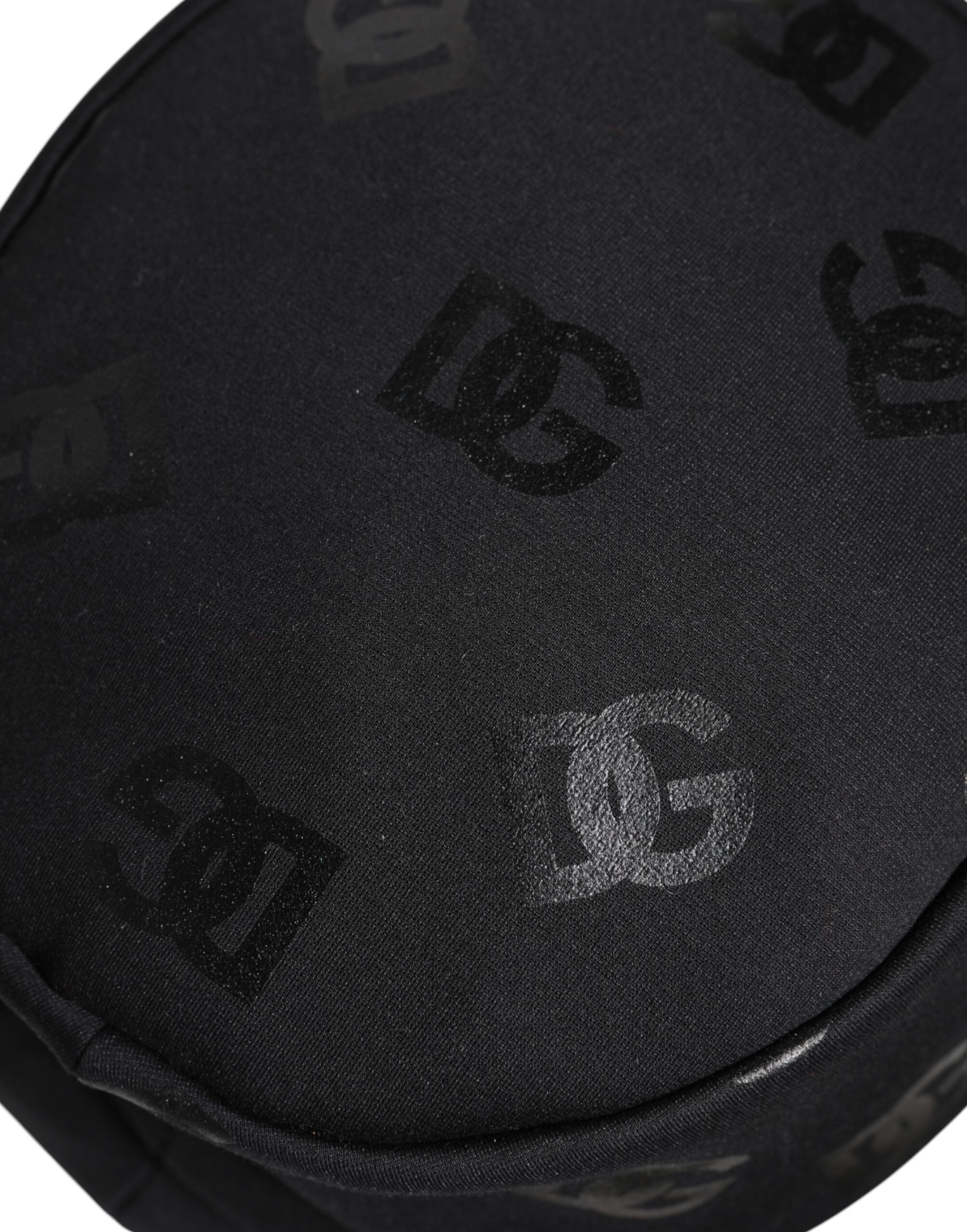 Pălărie Dolce & Gabbana neagră cu monogramă DG din poliester jacquard