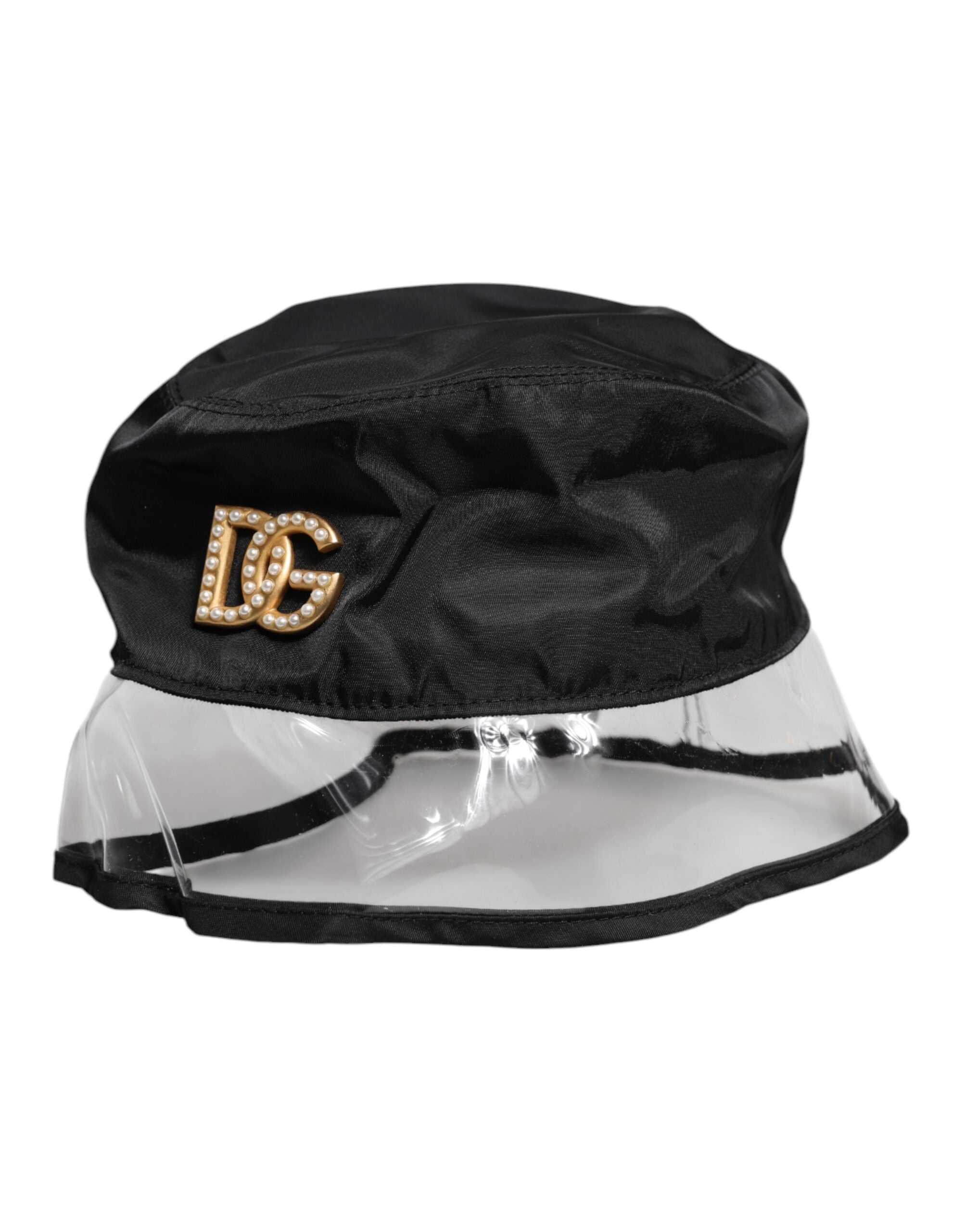 Pălărie Dolce & Gabbana neagră din nailon și PVC cu logo DG
