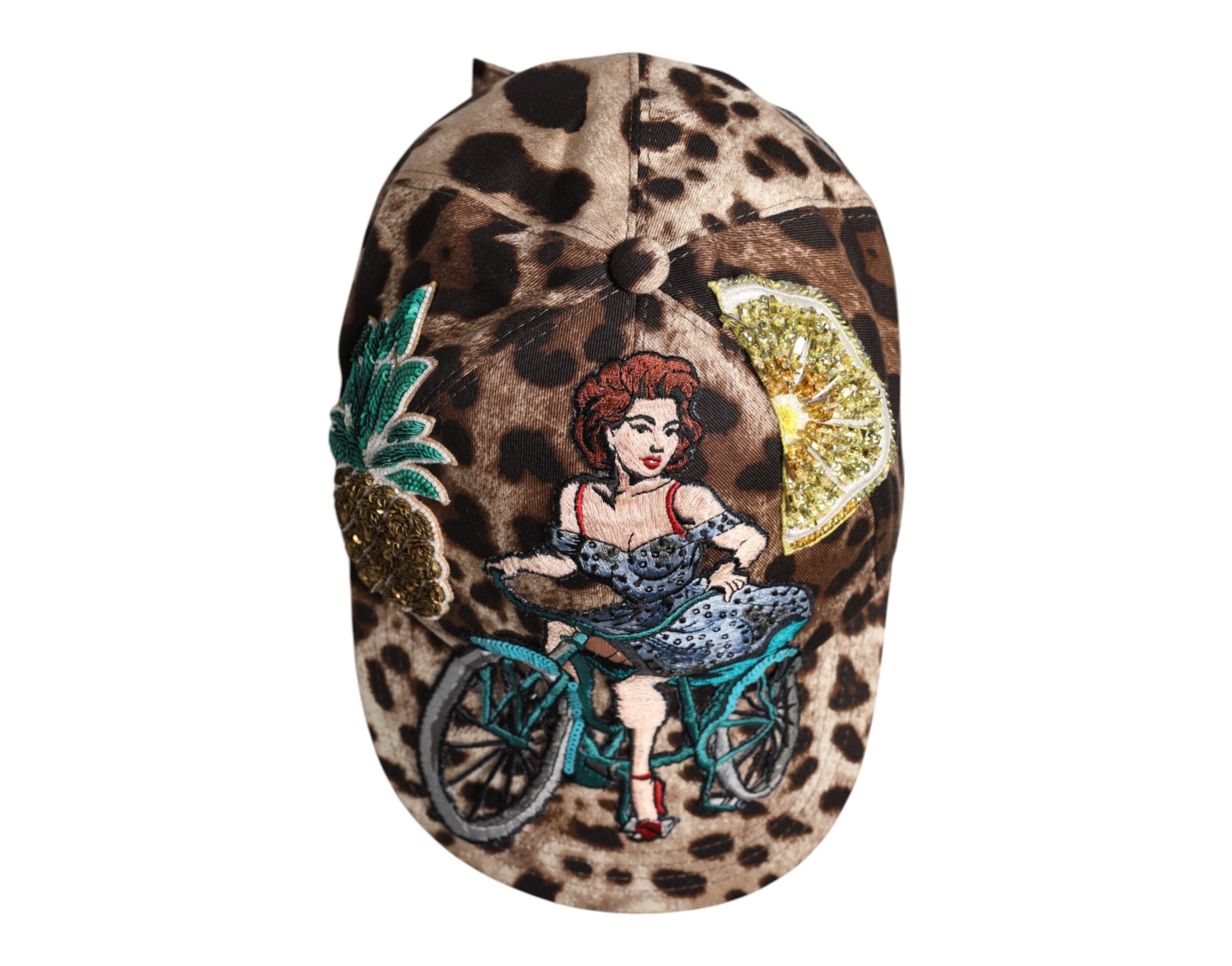 Șapcă de baseball Dolce & Gabbana Sicily maro cu paiete și leopard