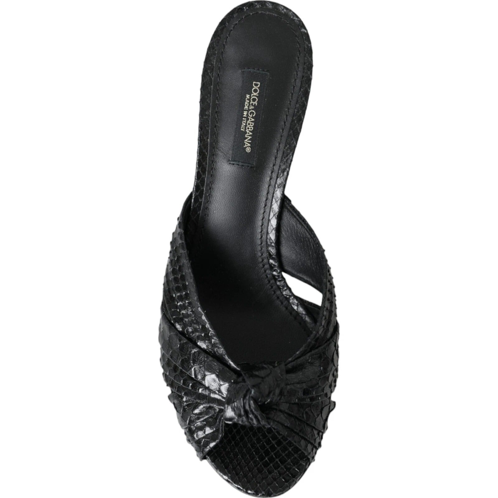 Sandale Dolce & Gabbana din piele neagră cu toc și model piton