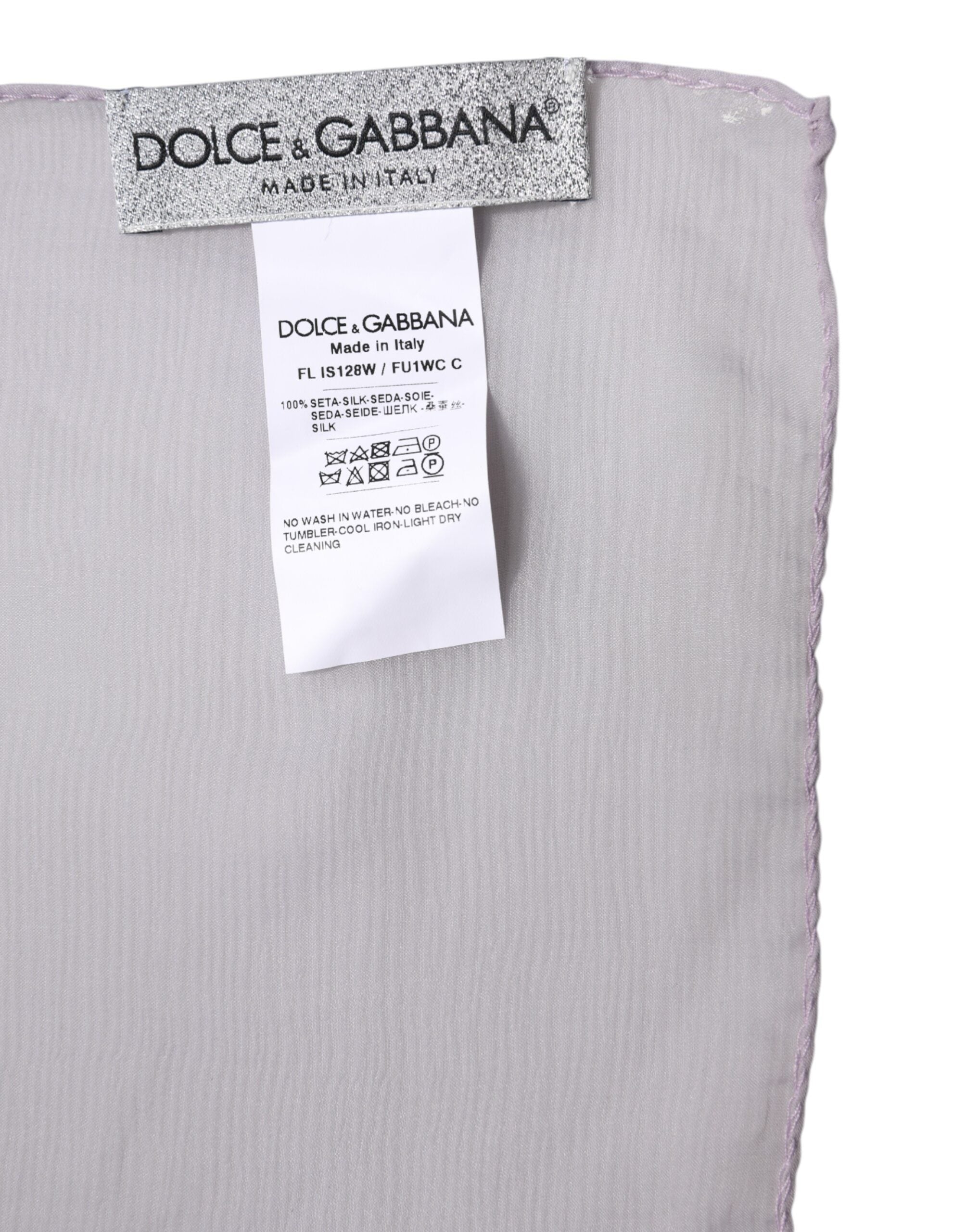 Eșarfă dreptunghiulară din mătase violet Dolce & Gabbana