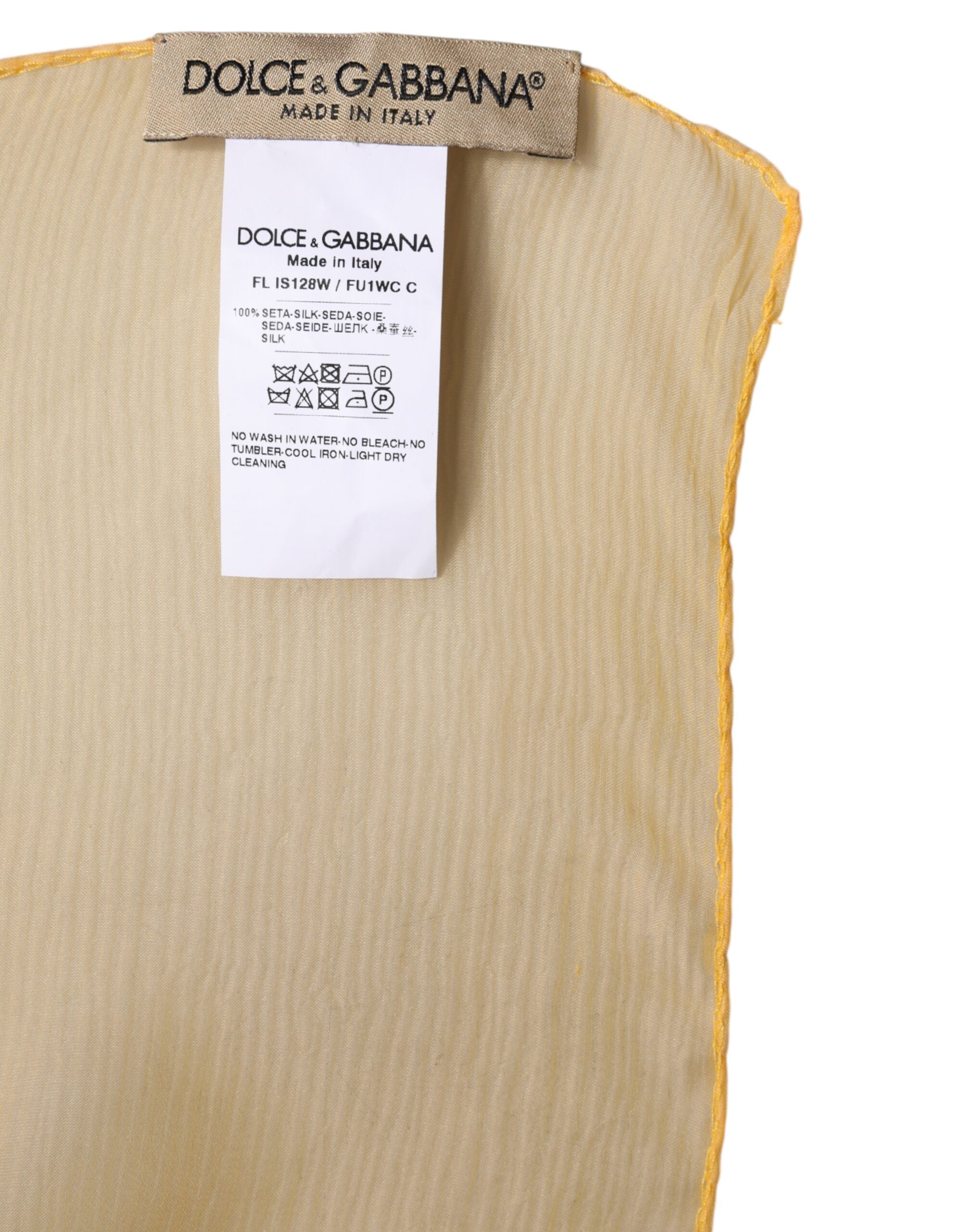 Eșarfă dreptunghiulară din mătase galbenă Dolce & Gabbana