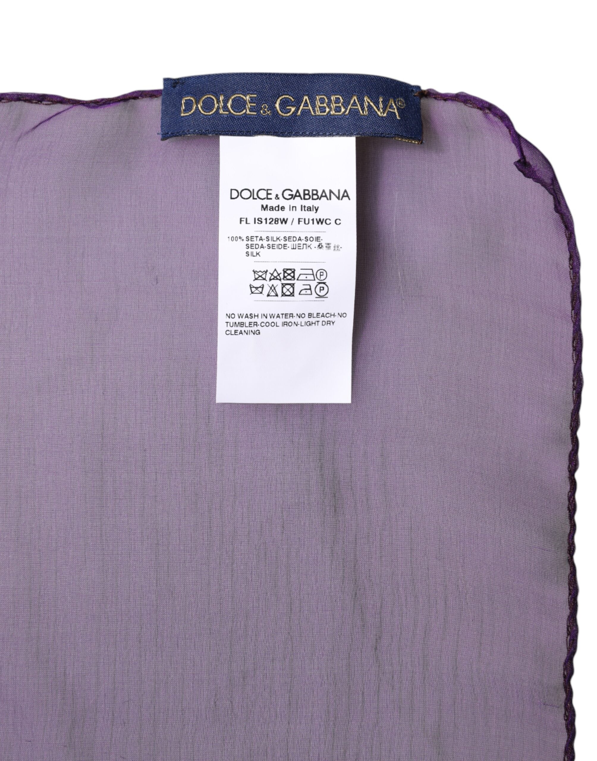 Eșarfă dreptunghiulară din mătase violet Dolce & Gabbana
