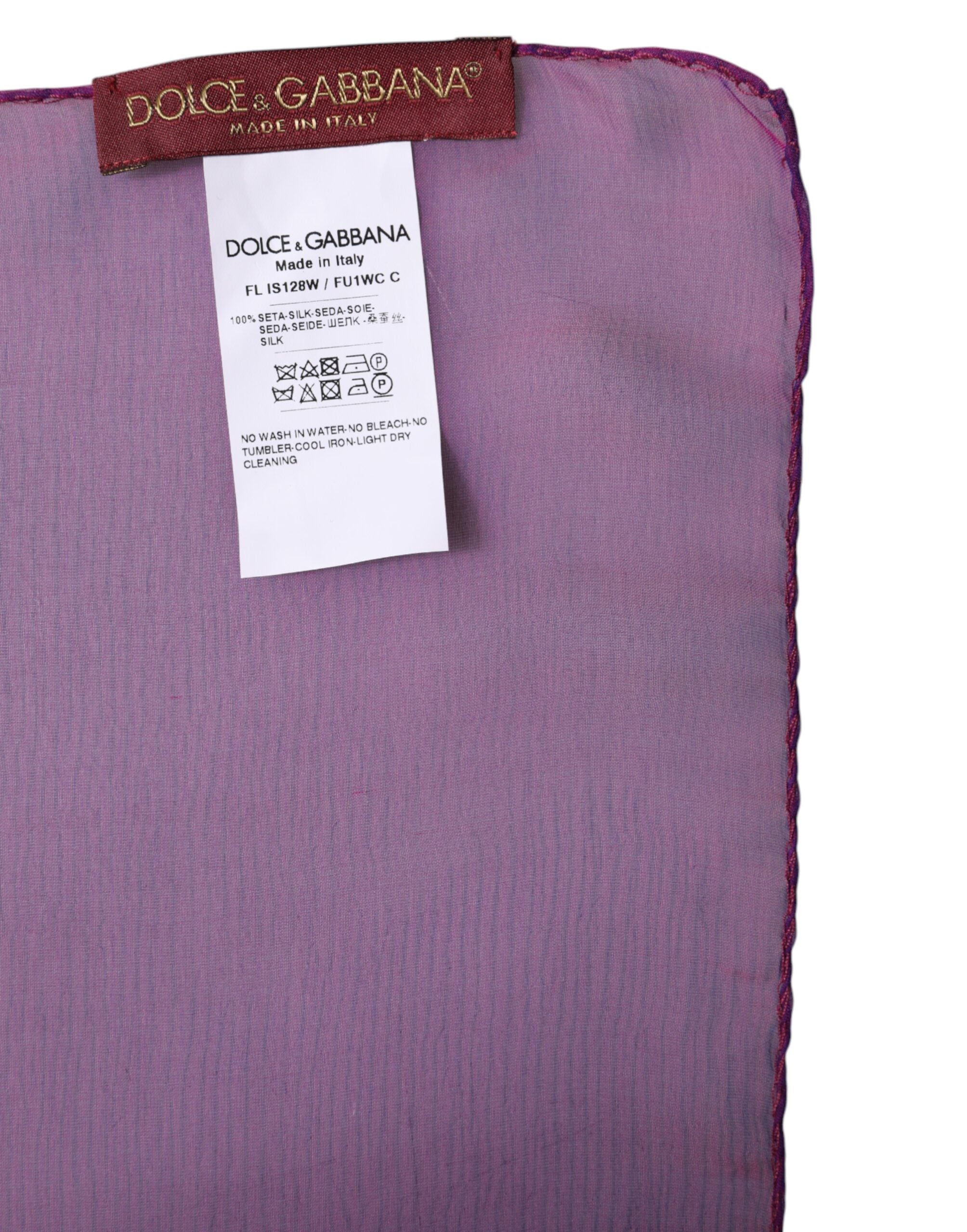 Eșarfă dreptunghiulară din mătase violet Dolce & Gabbana