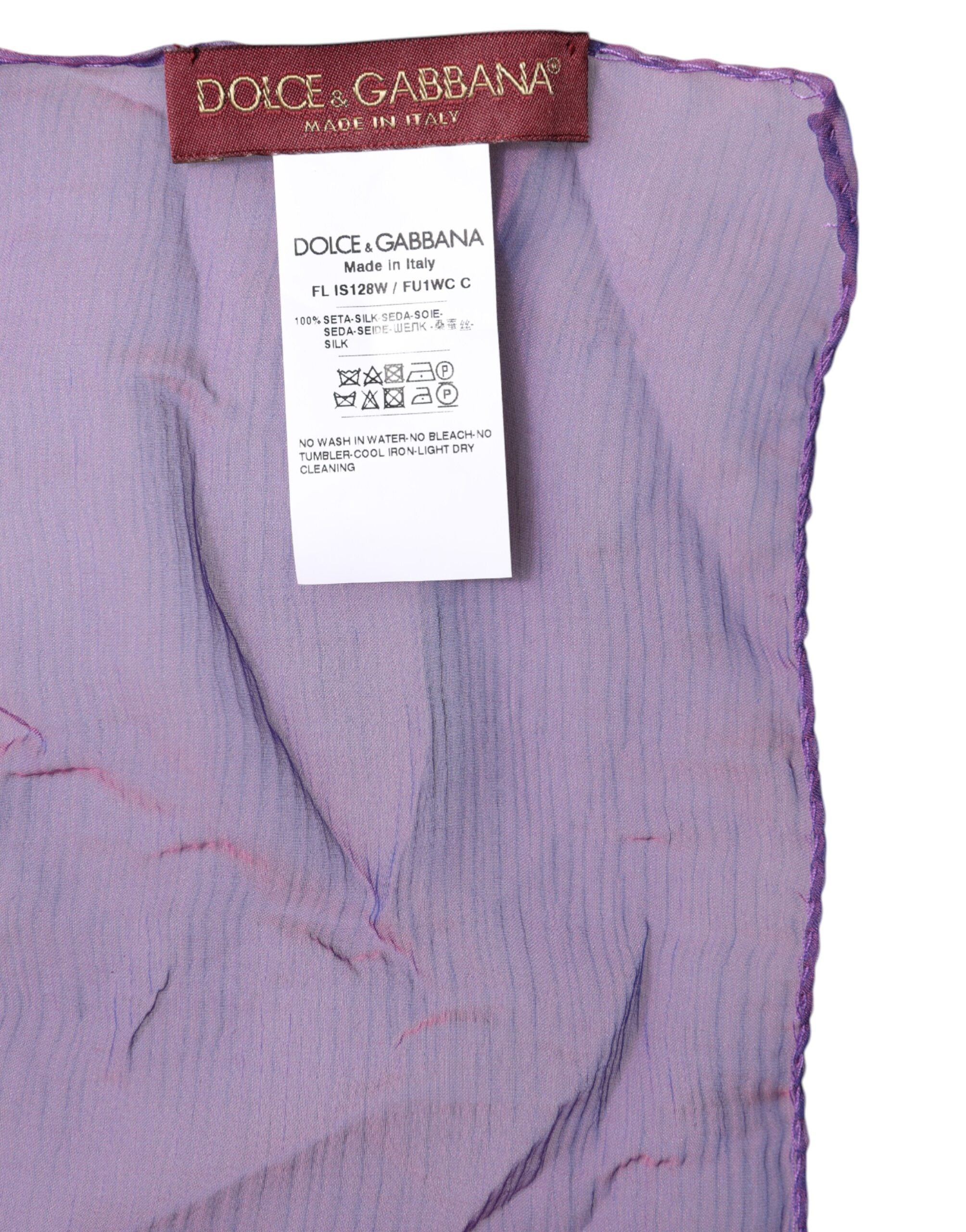 Eșarfă dreptunghiulară din mătase violet Dolce & Gabbana