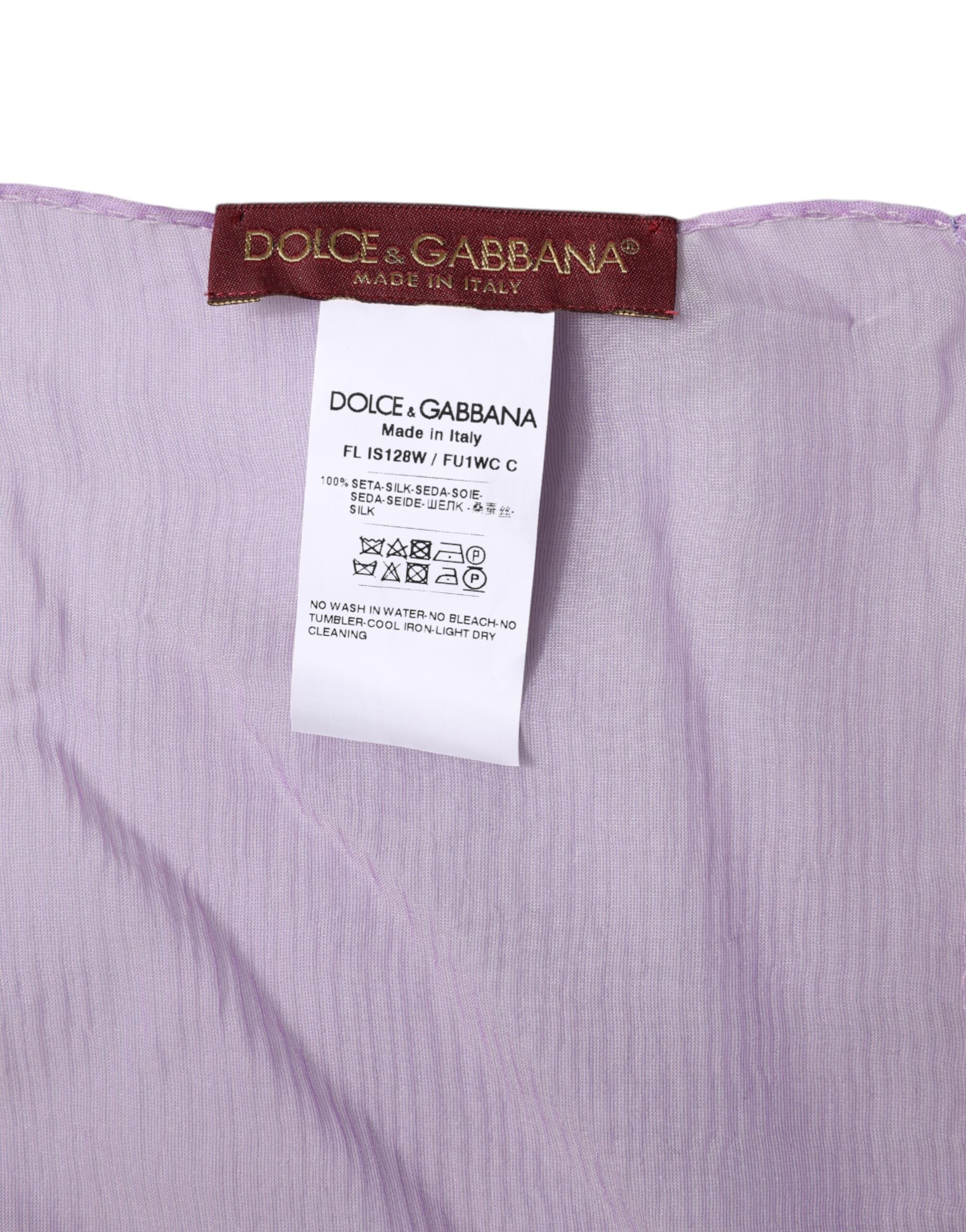 Eșarfă dreptunghiulară din mătase violet Dolce & Gabbana