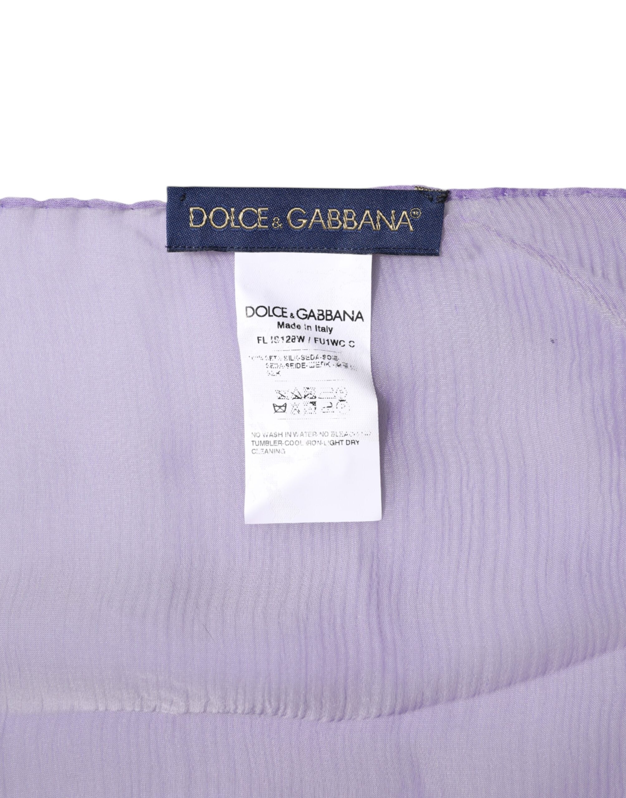 Eșarfă dreptunghiulară din mătase violet Dolce & Gabbana