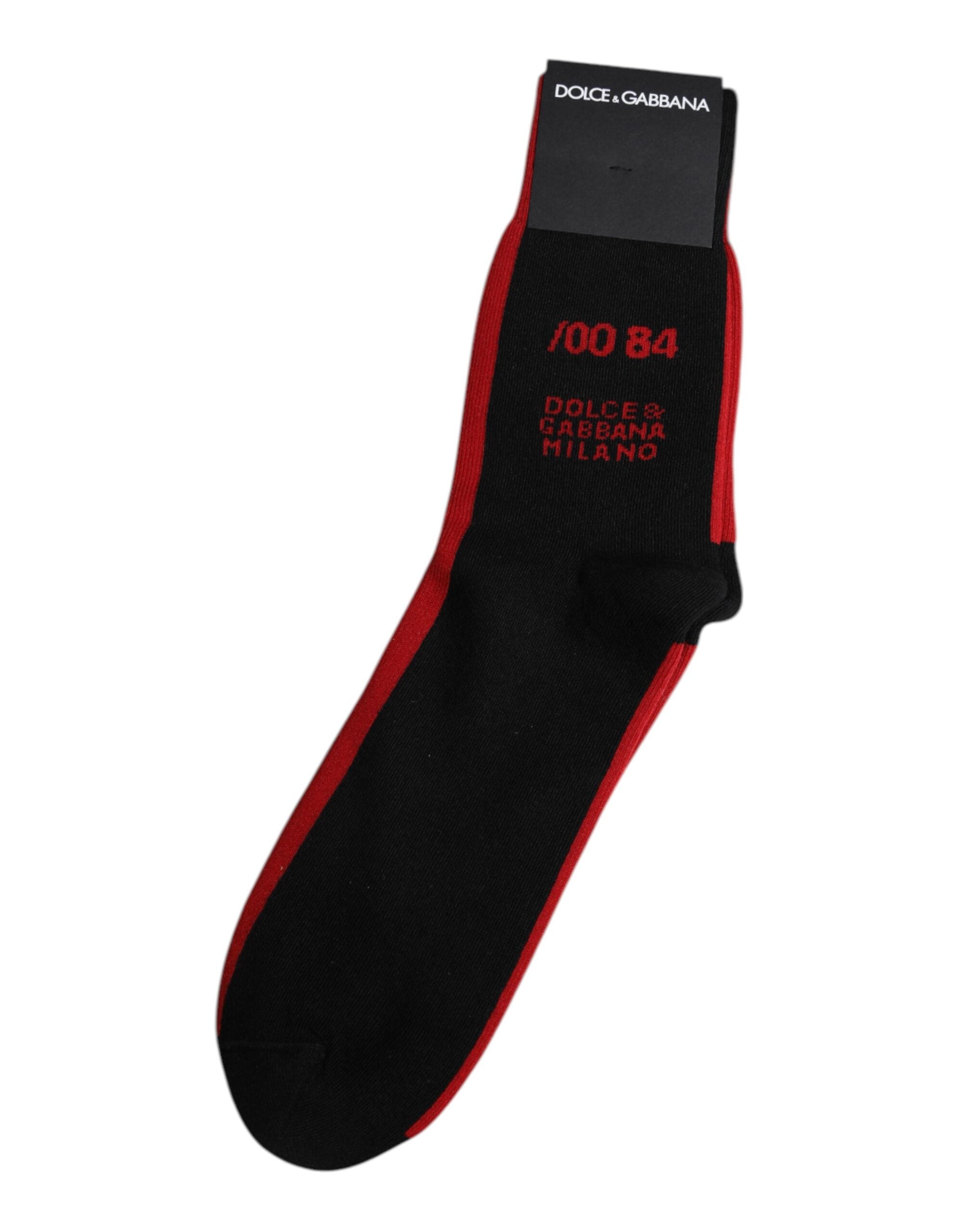 Dolce & Gabbana – Wadenlange Herrensocken aus schwarzem Nylon mit DG-Logo