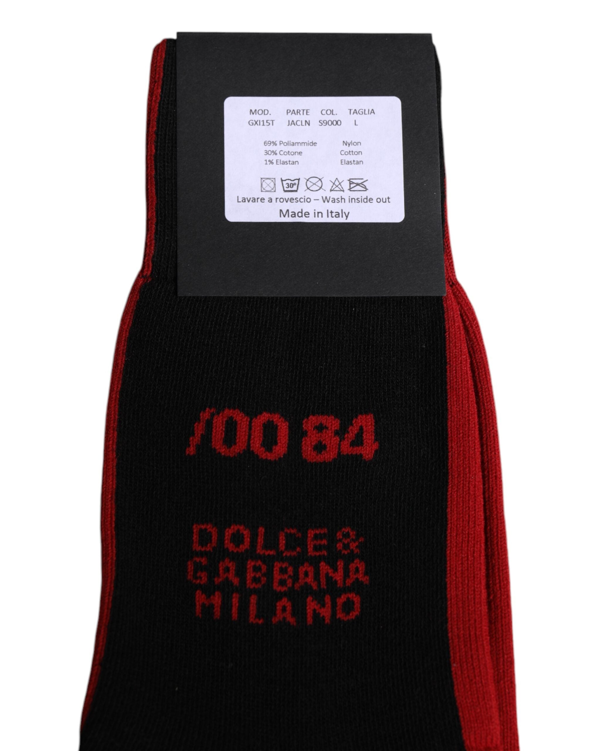 Dolce & Gabbana – Wadenlange Herrensocken aus schwarzem Nylon mit DG-Logo