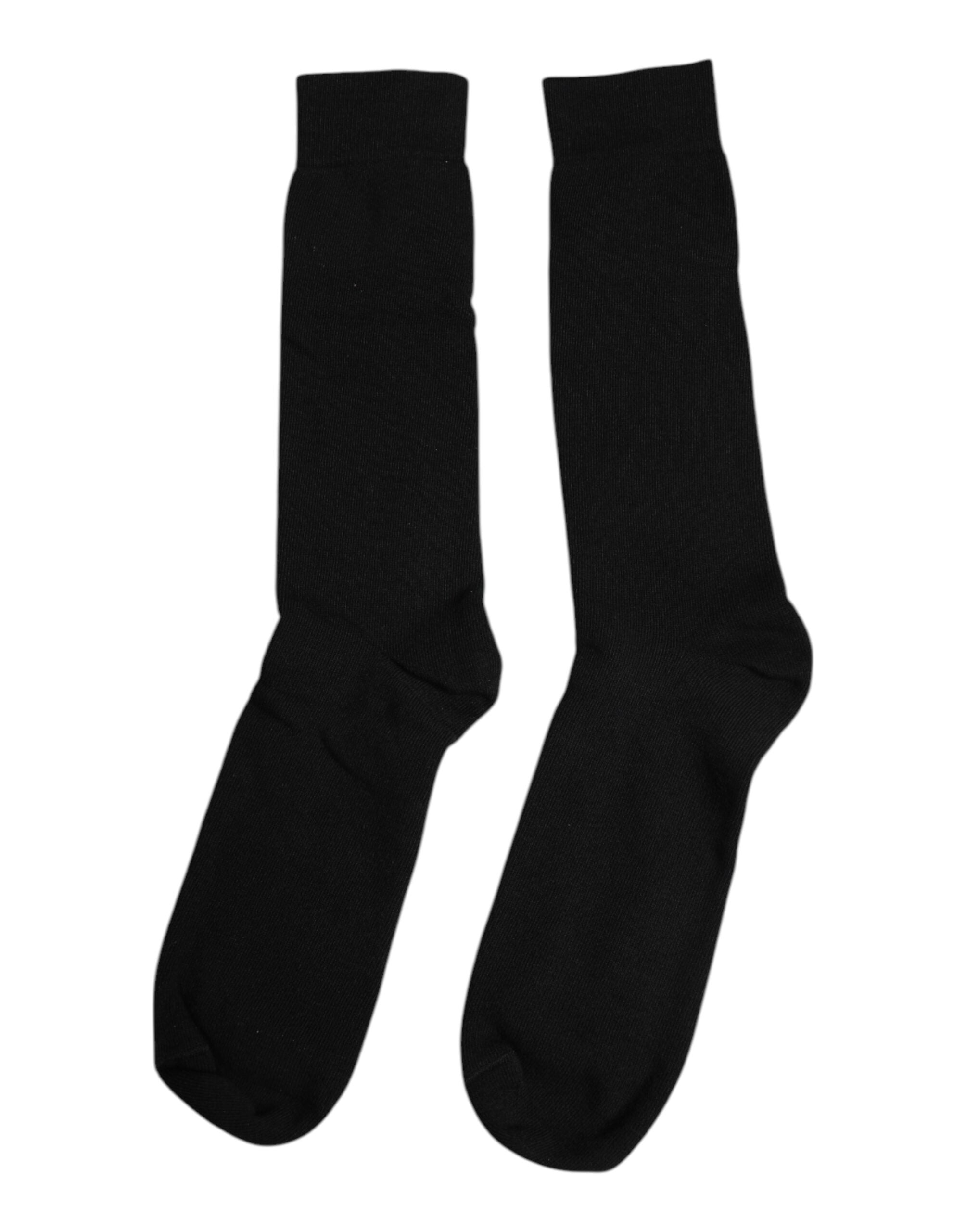 Dolce & Gabbana Schwarze, einfarbige Herrensocken aus Baumwolle mit mittlerer Wade