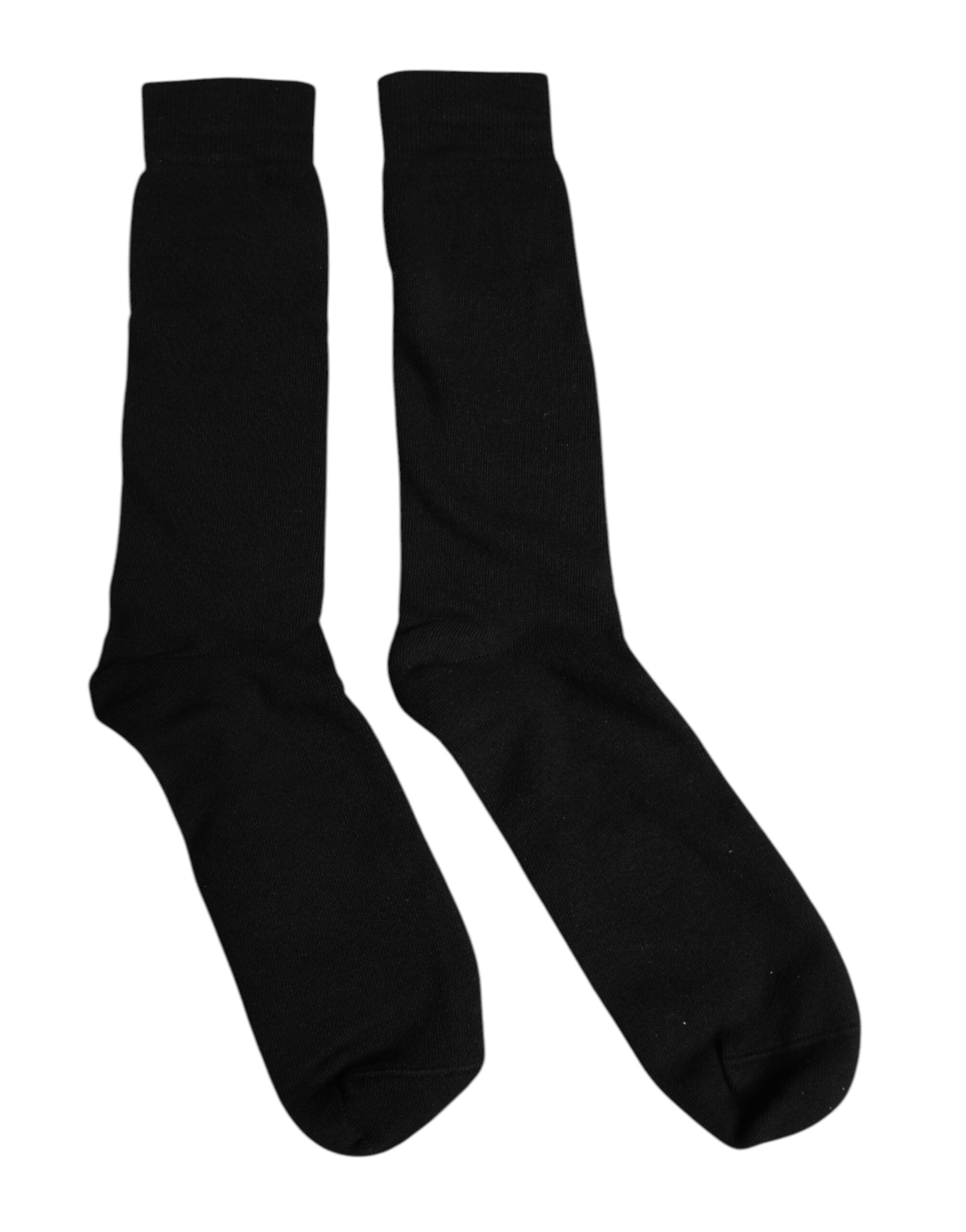 Dolce & Gabbana Schwarze, einfarbige Herrensocken aus Baumwolle mit mittlerer Wade