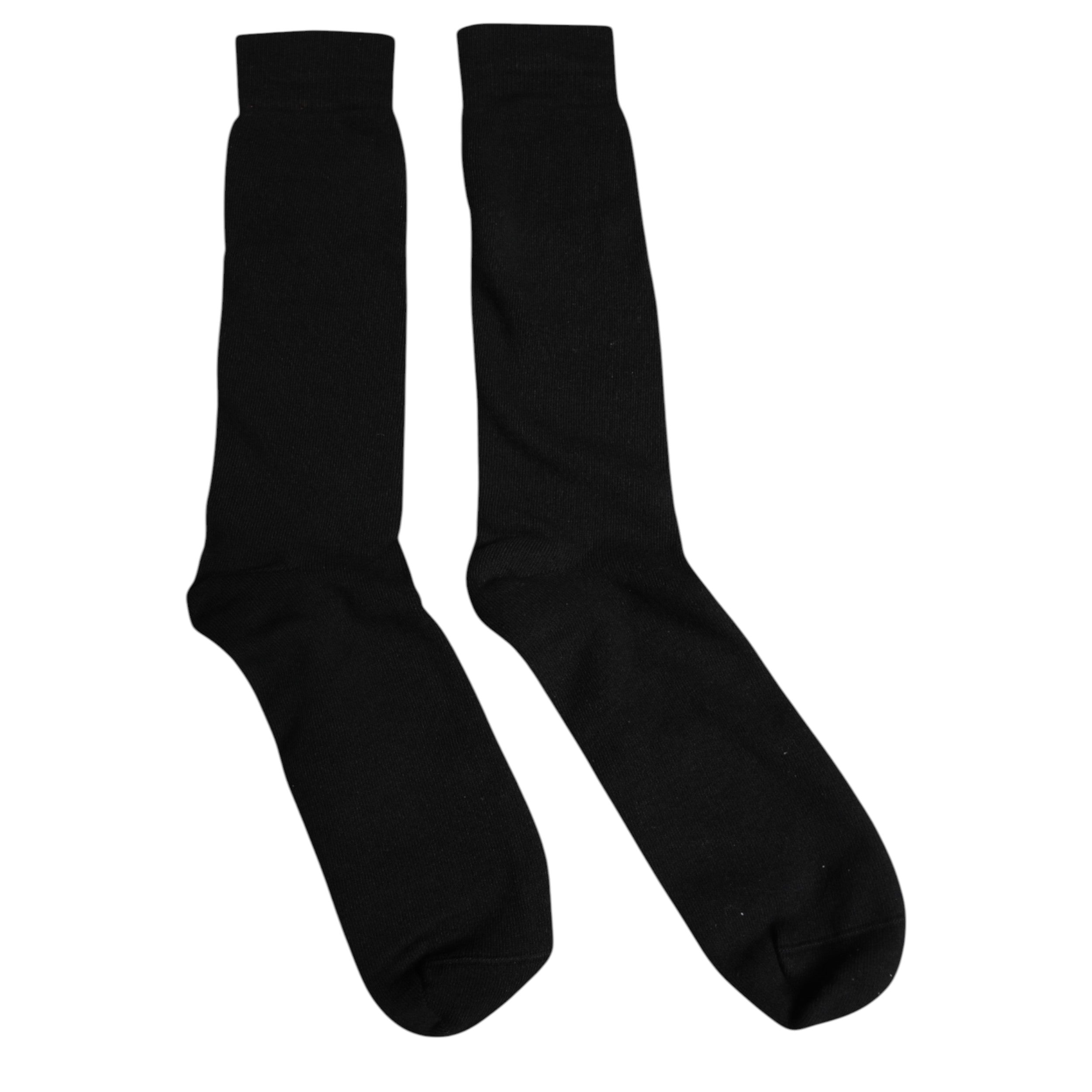 Dolce & Gabbana Schwarze, einfarbige Herrensocken aus Baumwolle mit mittlerer Wade