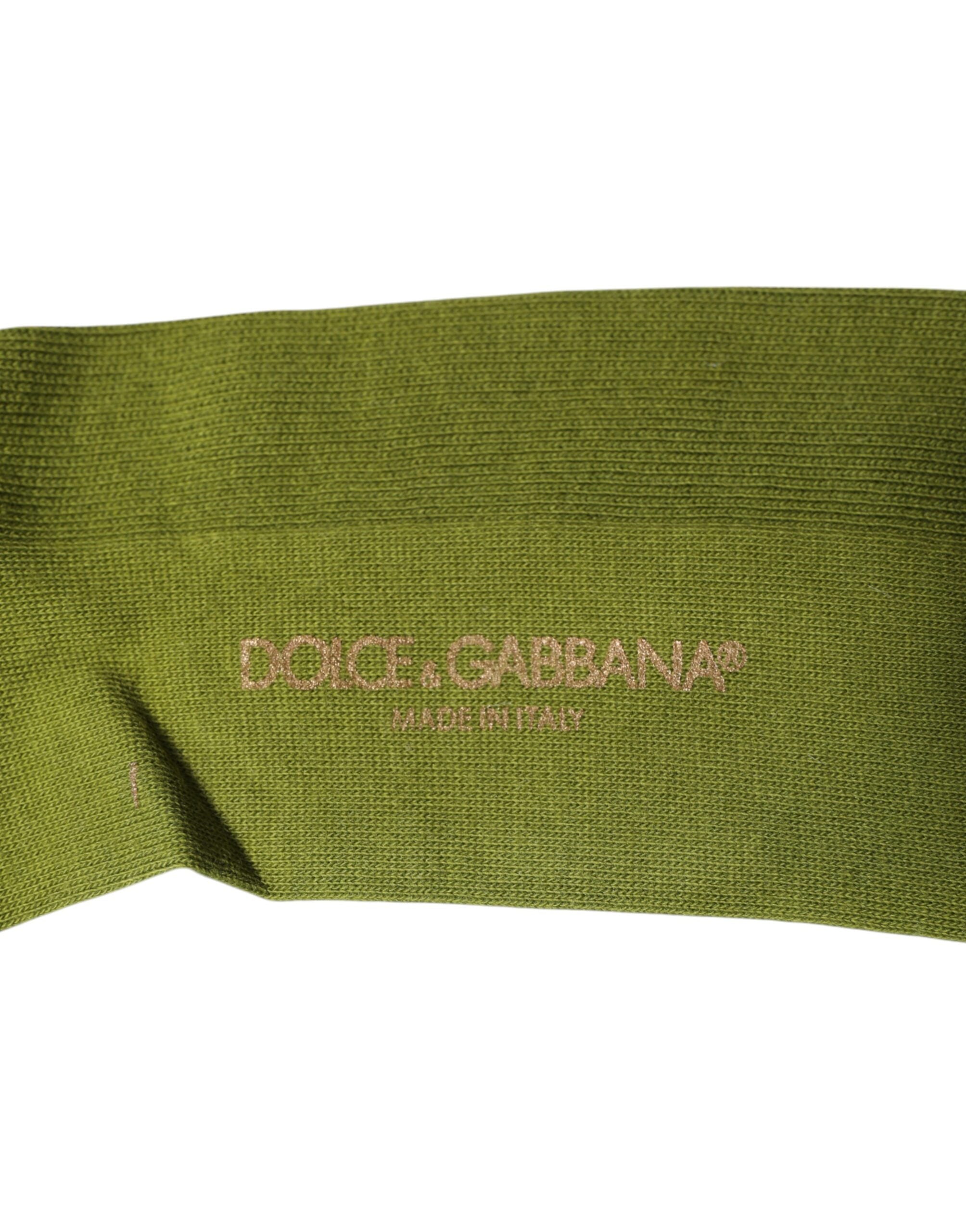 Dolce & Gabbana – Wadensocken aus grüner Baumwolle mit Logo