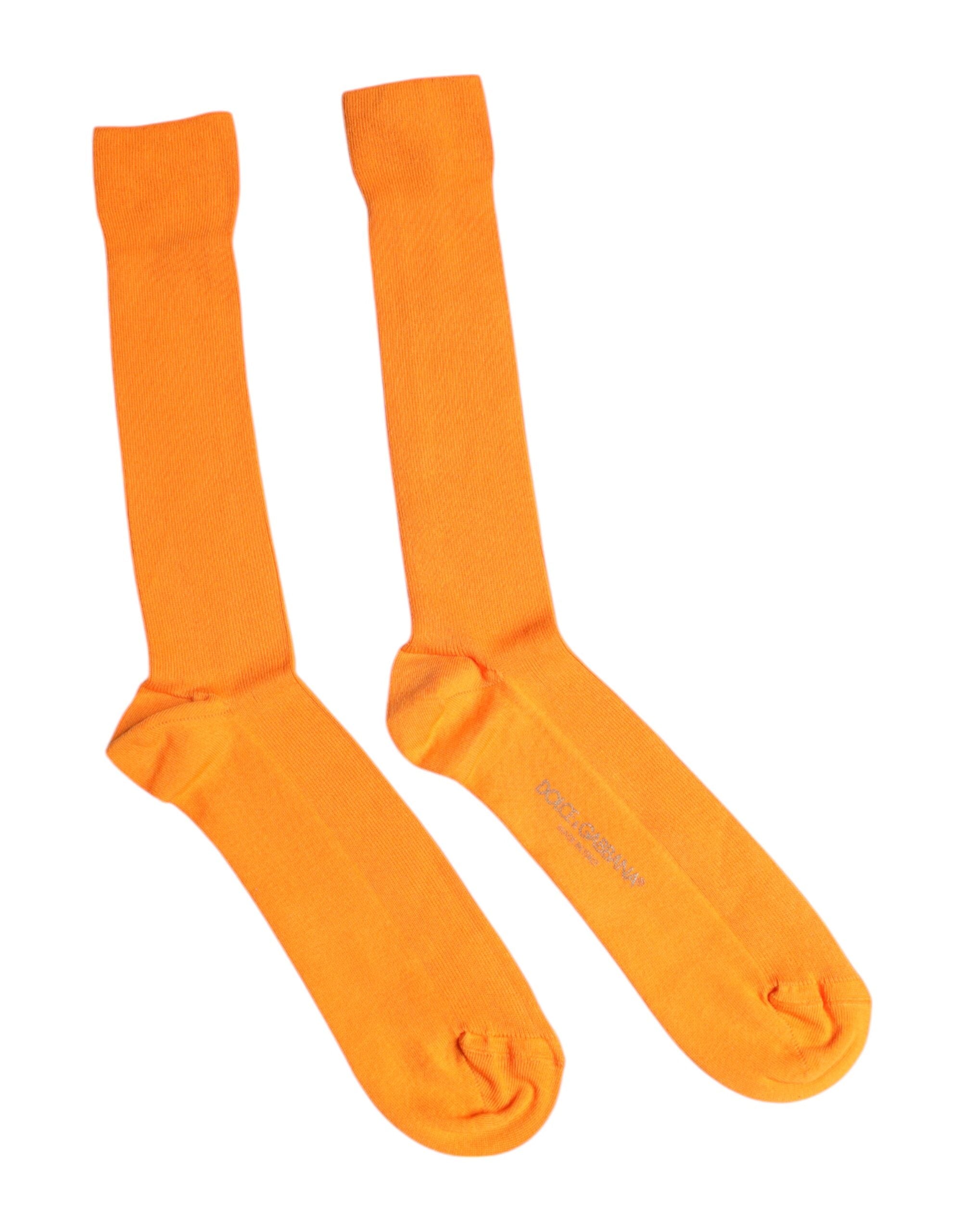 Dolce & Gabbana – Wadenlange Socken aus Baumwolle mit Logo in Orange