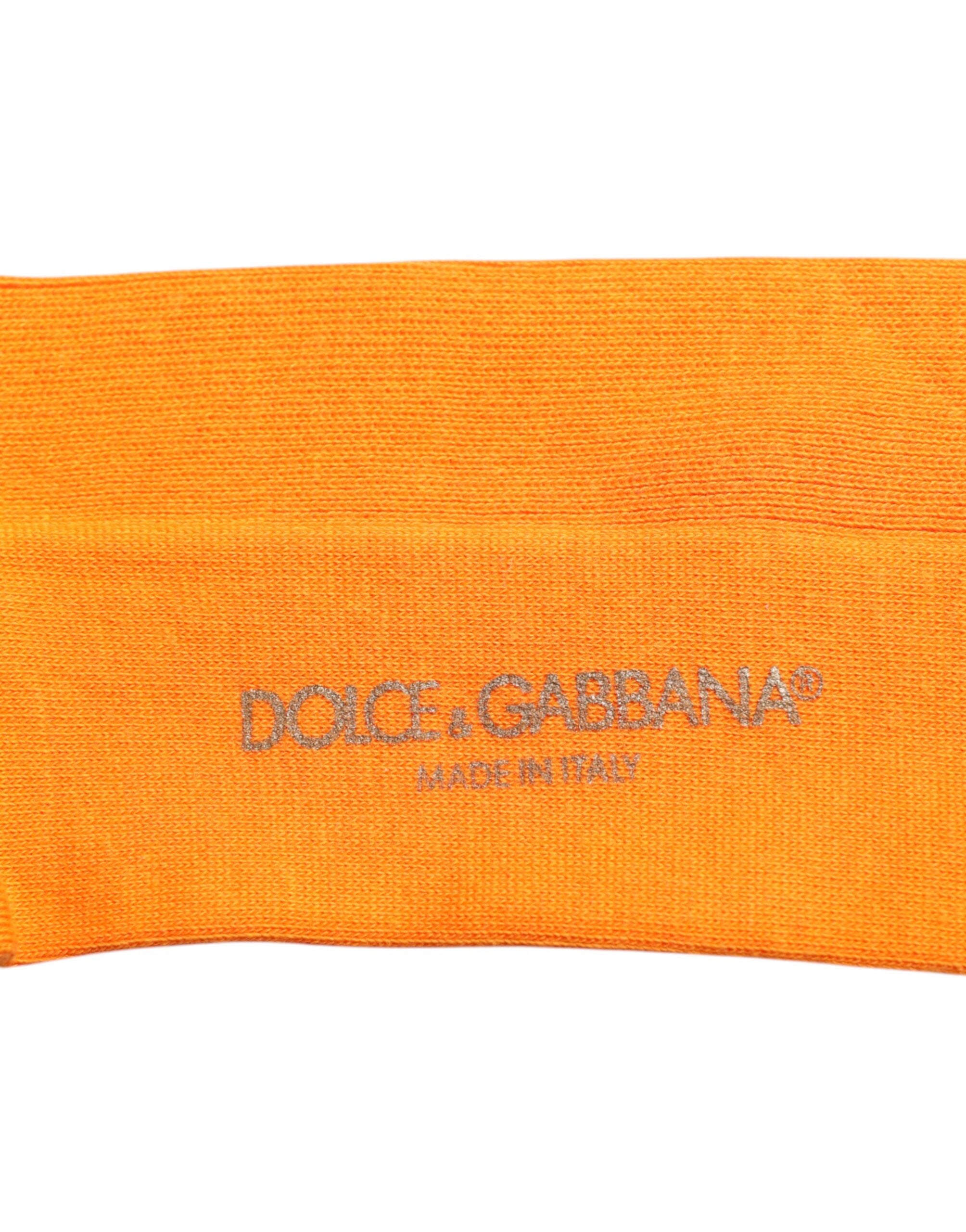 Dolce & Gabbana – Wadenlange Socken aus Baumwolle mit Logo in Orange
