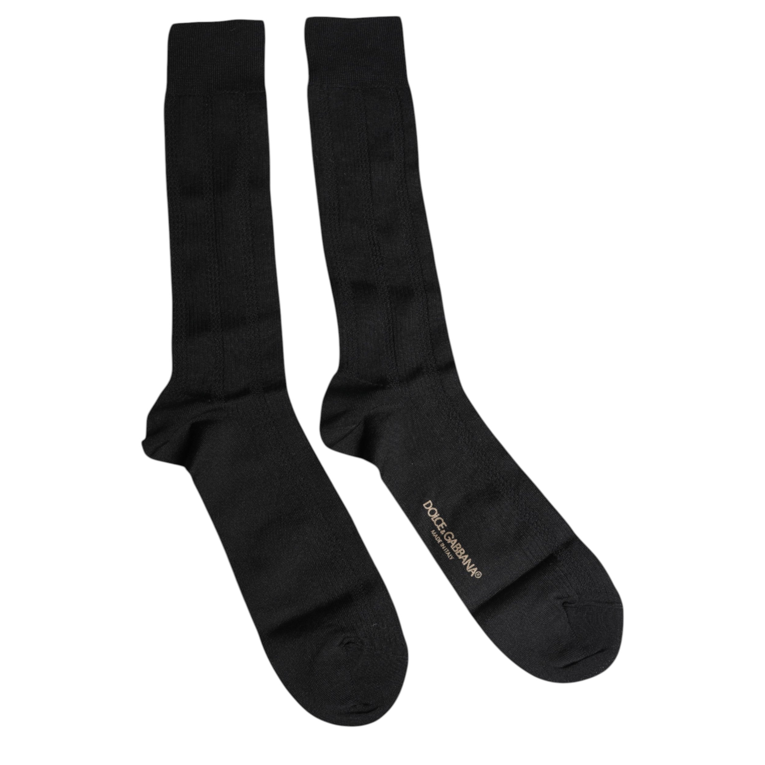 Dolce & Gabbana – Wadenlange Herrensocken mit Stretch-Logo in Schwarz