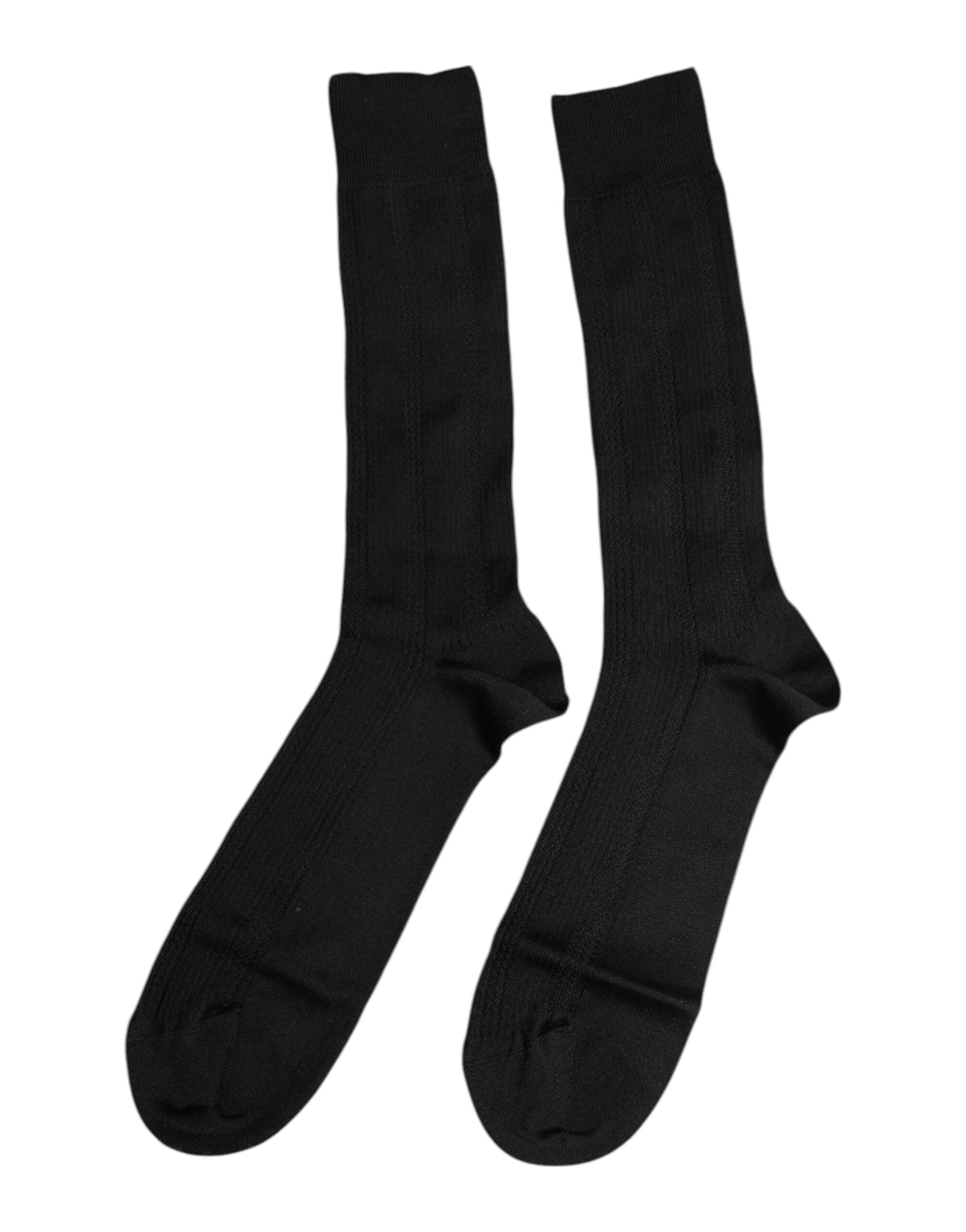 Dolce & Gabbana – Wadenlange Herrensocken mit Stretch-Logo in Schwarz
