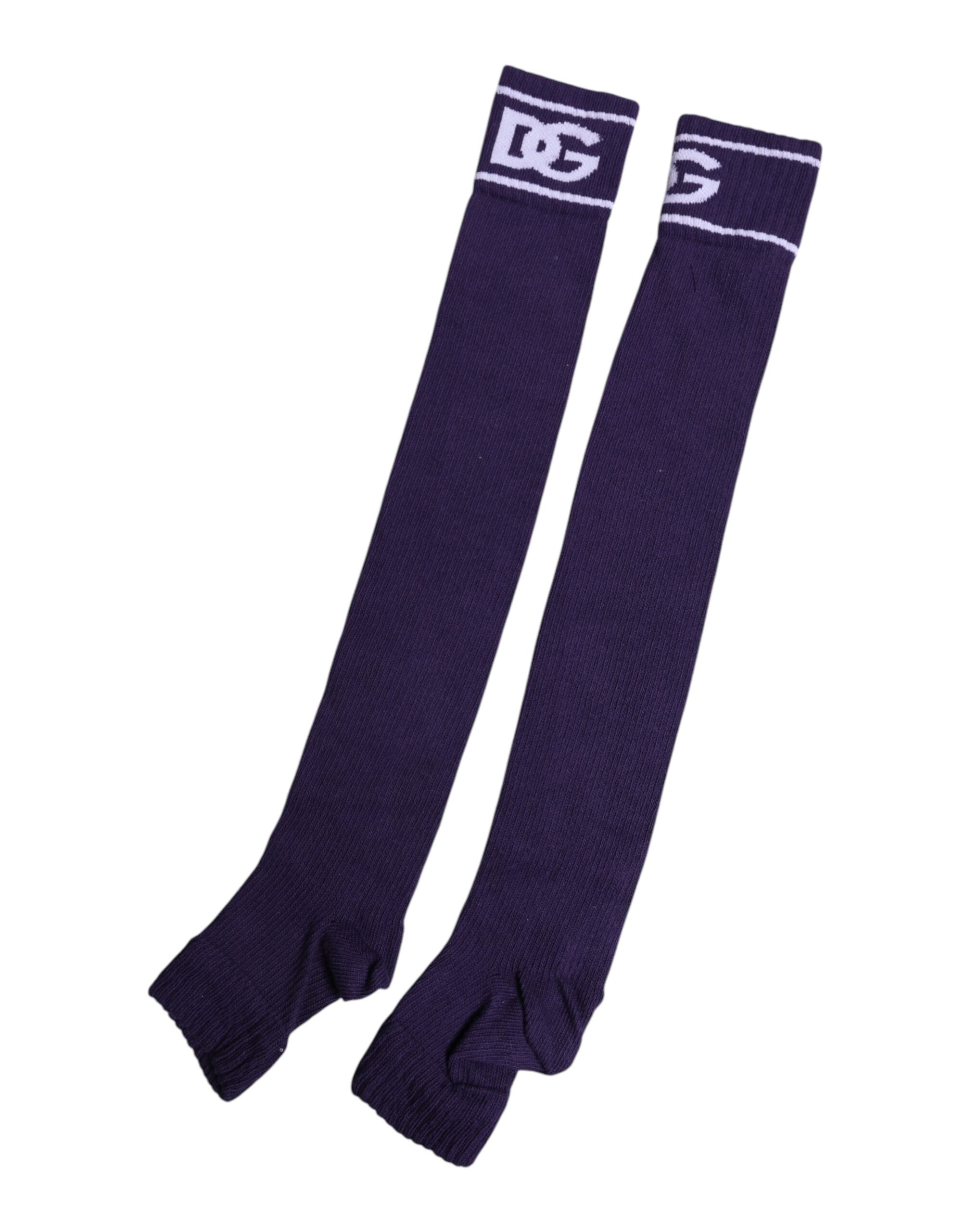 Șosete Dolce & Gabbana violet din bumbac cu imprimeu DG Logo - Vârf deschis