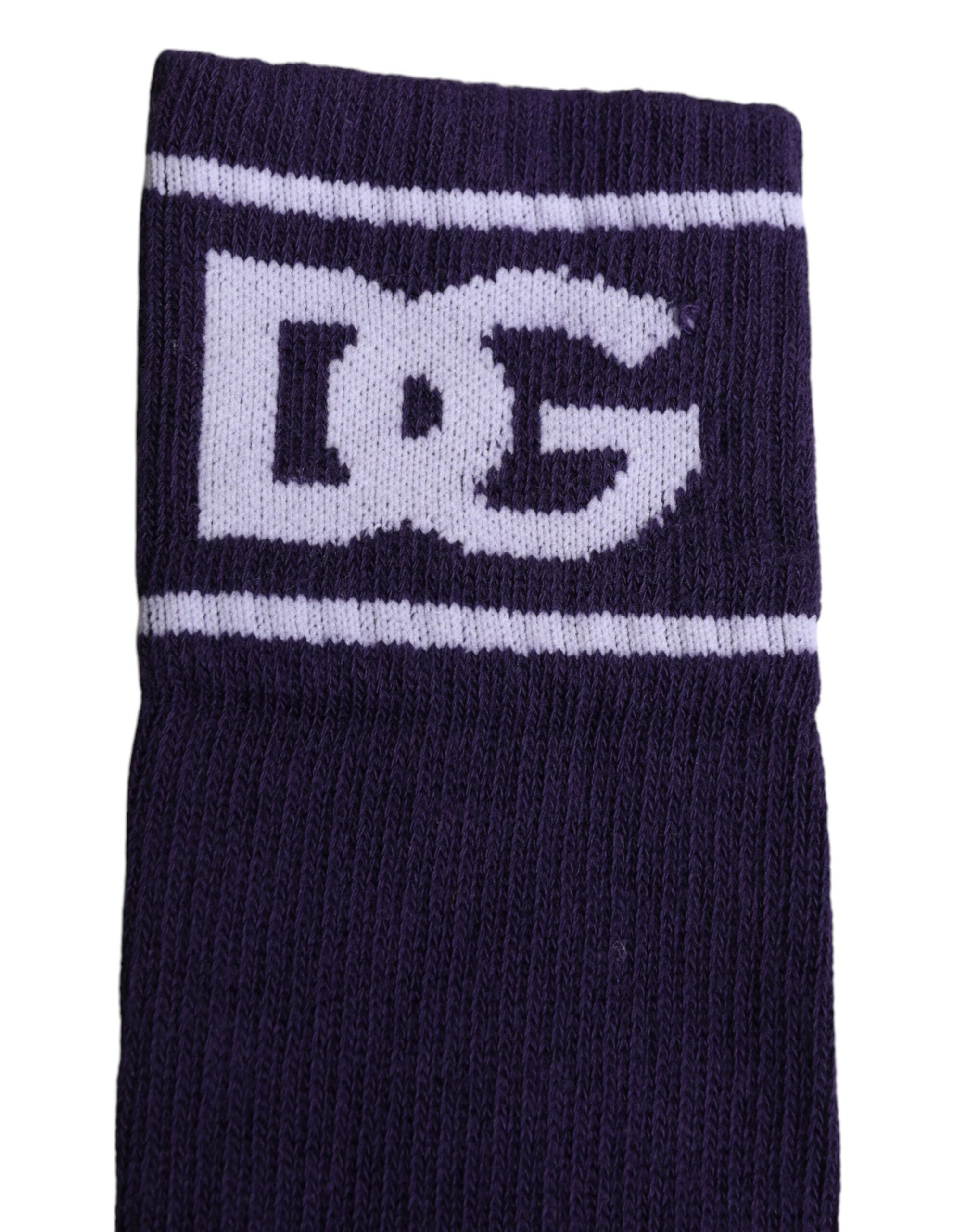 Șosete Dolce & Gabbana violet din bumbac cu imprimeu DG Logo - Vârf deschis
