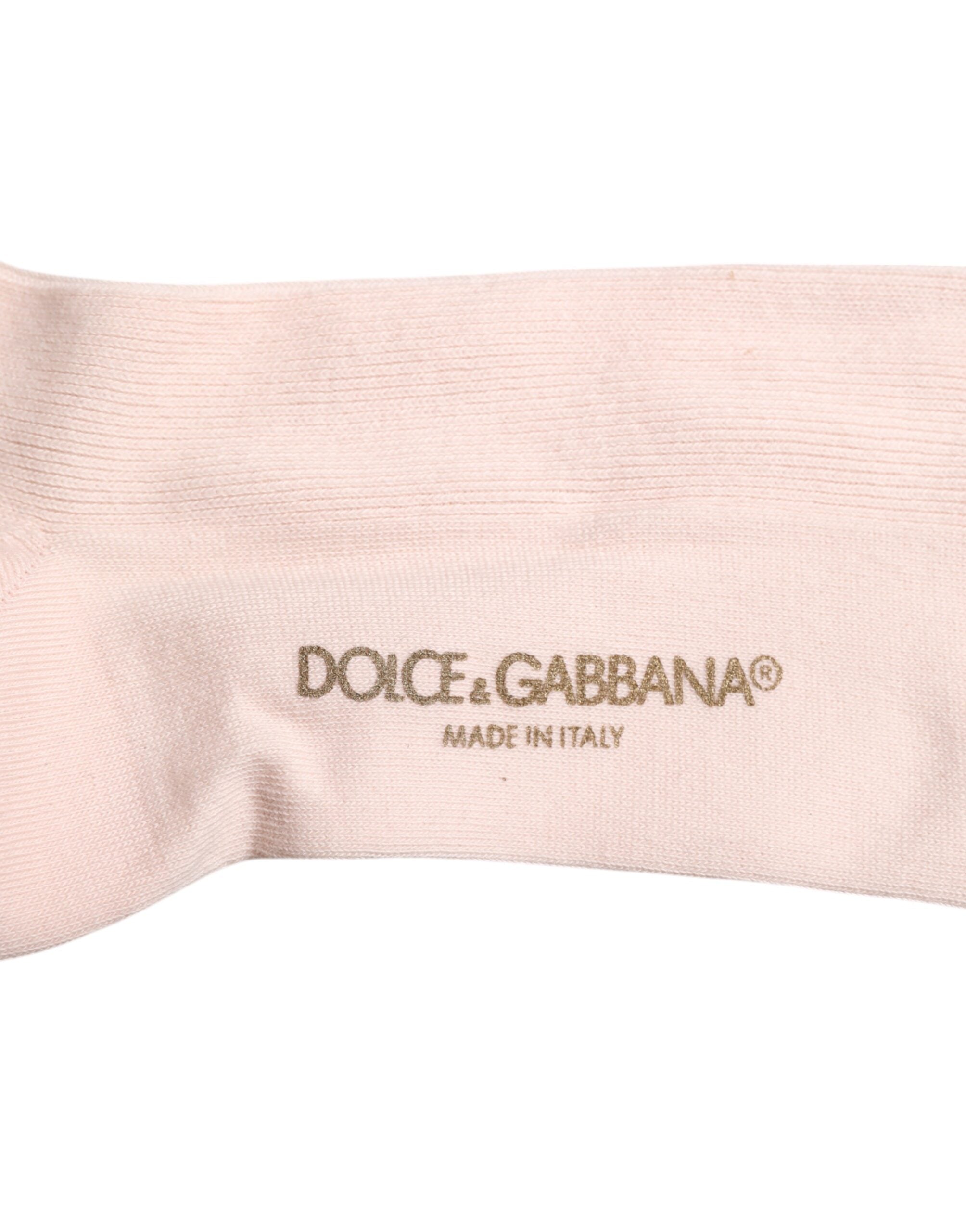 Dolce & Gabbana – Wadenstrümpfe aus elfenbeinfarbener Baumwolle mit Logo