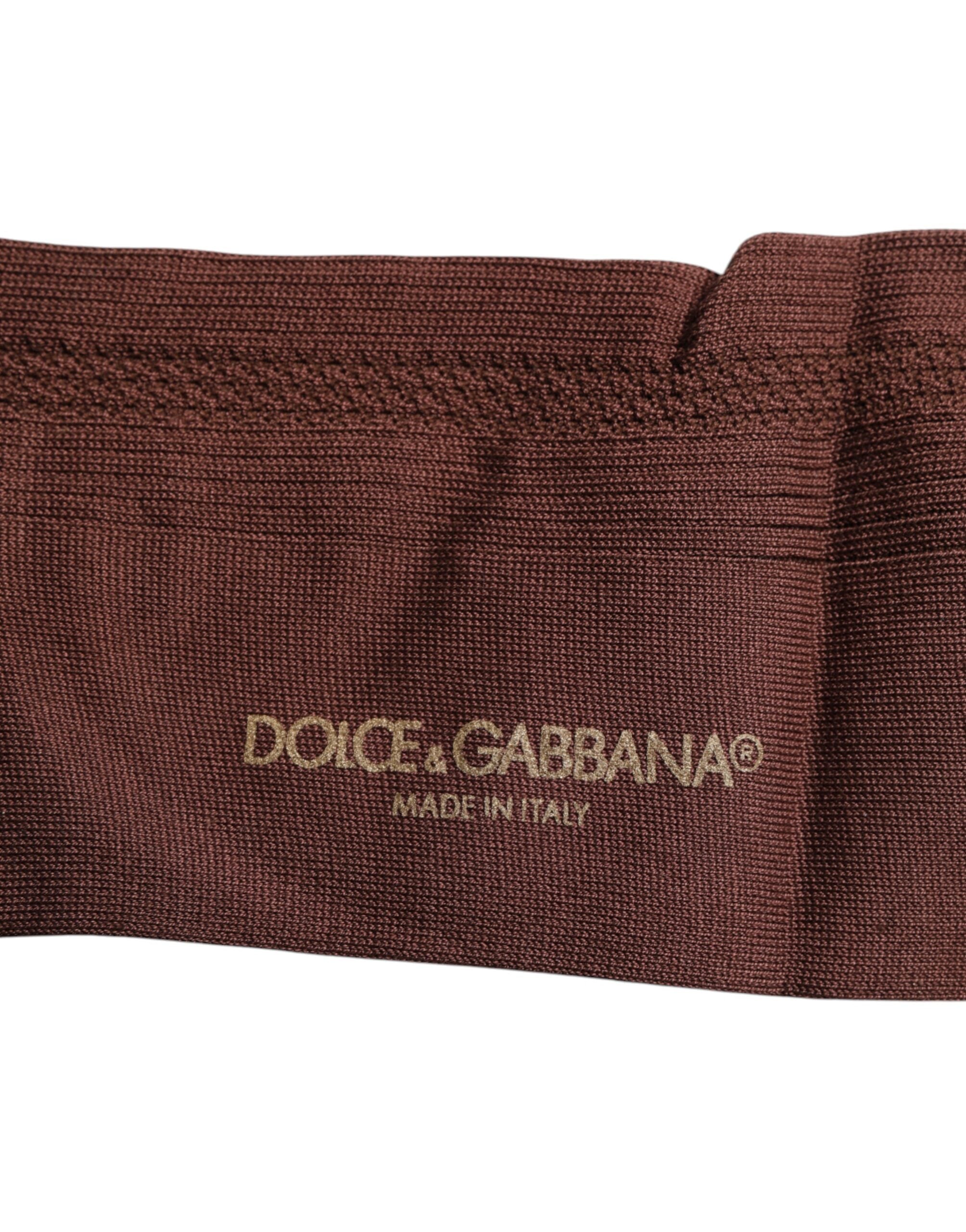 Șosete Dolce & Gabbana maro elastice cu imprimeu logo până la jumătatea gambei