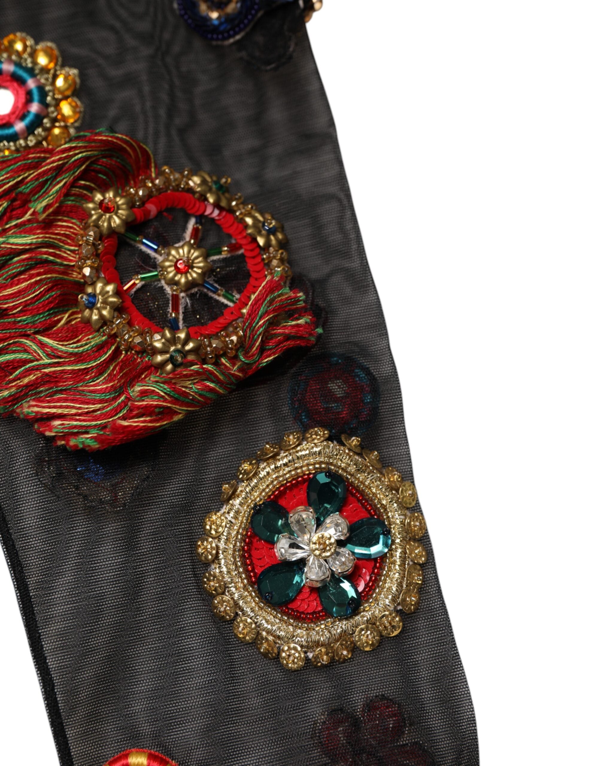 Șosete Dolce & Gabbana negre elastice Carretto cu cristale