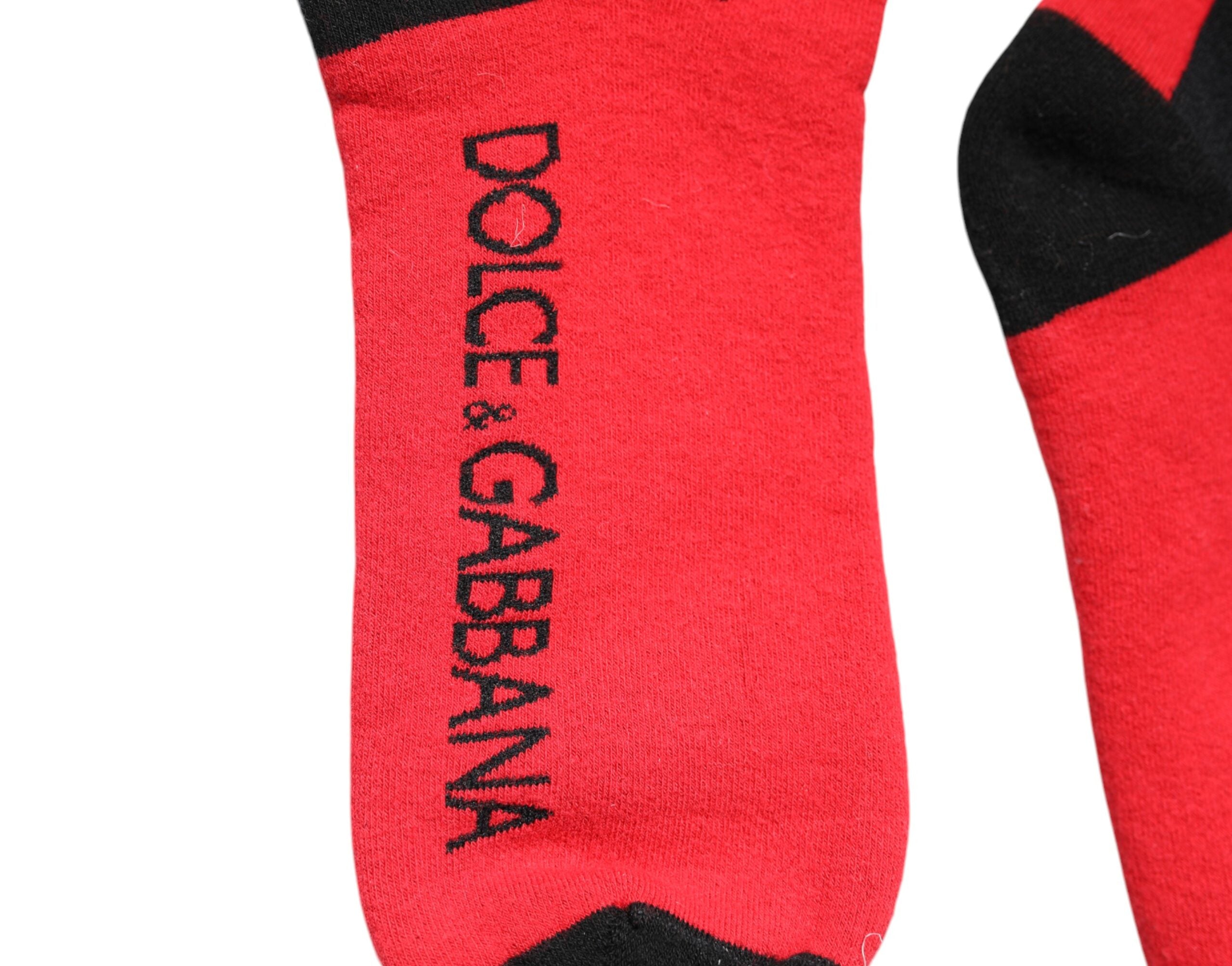 Șosete Dolce & Gabbana roșii din bumbac elastic imprimate