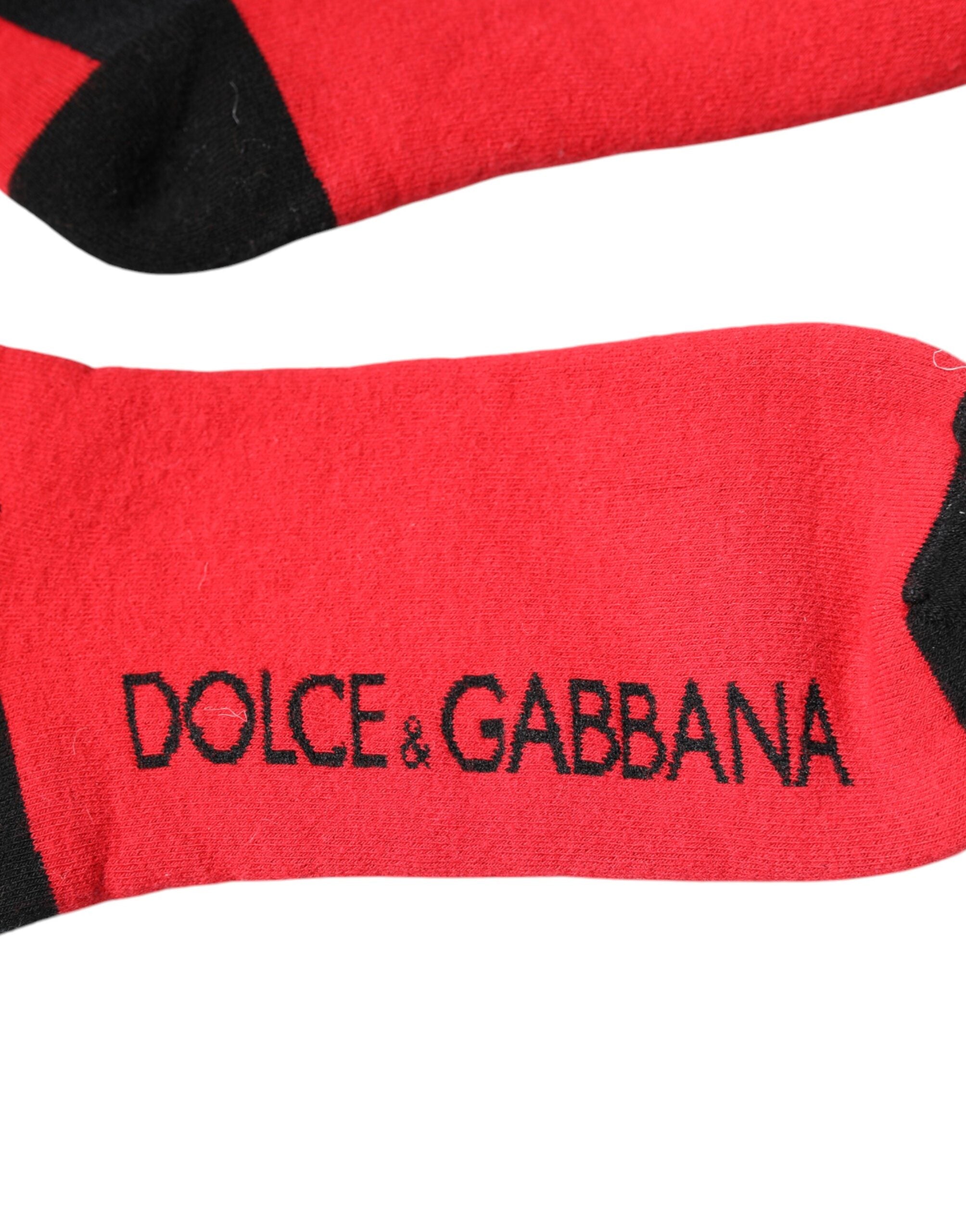 Șosete Dolce & Gabbana roșii din bumbac elastic imprimate